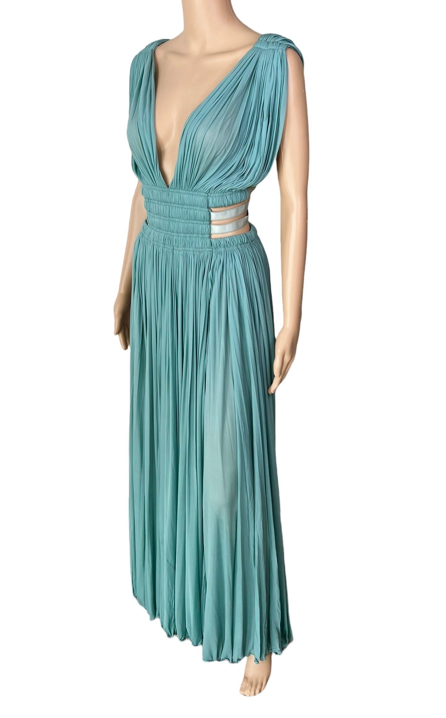 Women's Azzedine Alaïa c.2004 Semi-Sheer Cutout Ruched Slits Gown Maxi Evening Dress For Sale