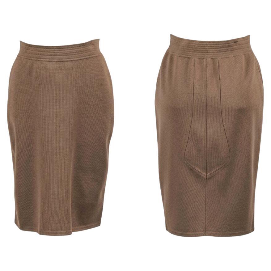 Azzedine Alaïa Kamelfarbener Bleistiftrock aus Wolle und Kohlefaser - 1980er/90er Jahre