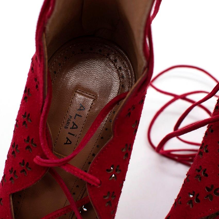Azzedine Alaia Carine laser-cut suede sandals US 9 1