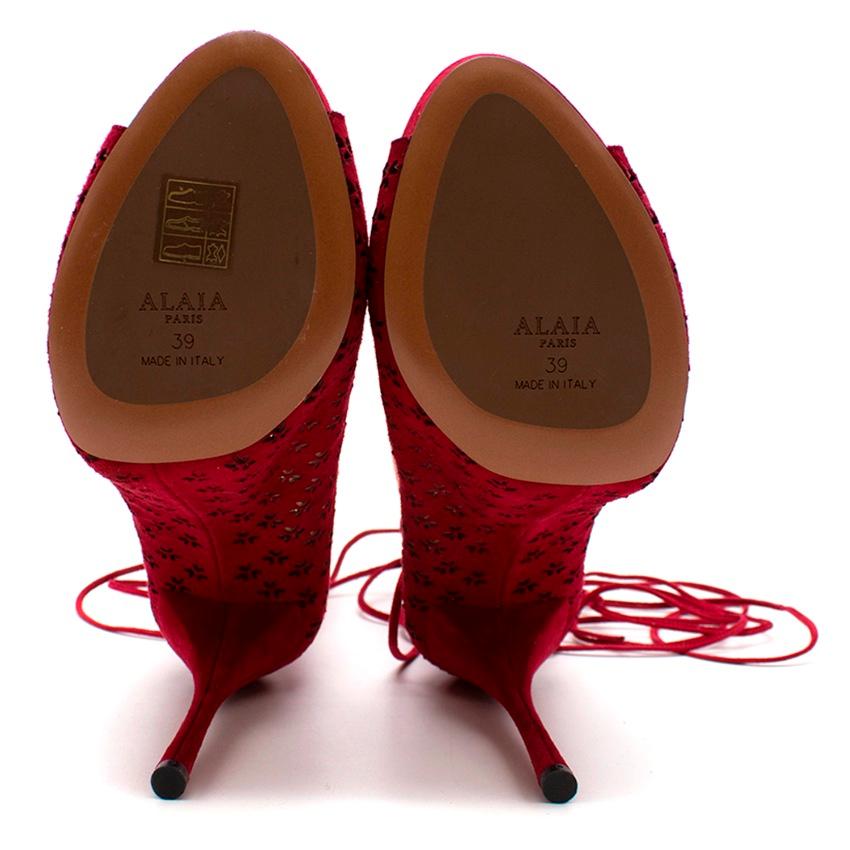 Azzedine Alaia Carine laser-cut suede sandals US 9 2
