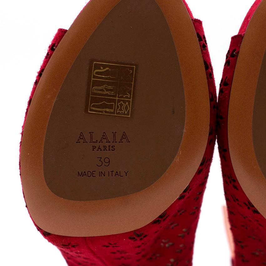 Azzedine Alaia Carine laser-cut suede sandals US 9 3