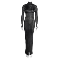 Azzedine Alaia, robe longue à décolleté cintré en acétate anthracite, automne-hiver 1986