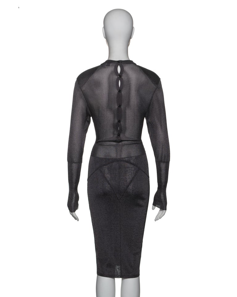 azzedine alaia bodycon dress 1986 Azzedine Alaia Black Stretch Bodycon Zipper Runway Dress main image 0