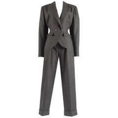 Azzedine Alaia charcoal wool double breasted jumpsuit, A/W 1987