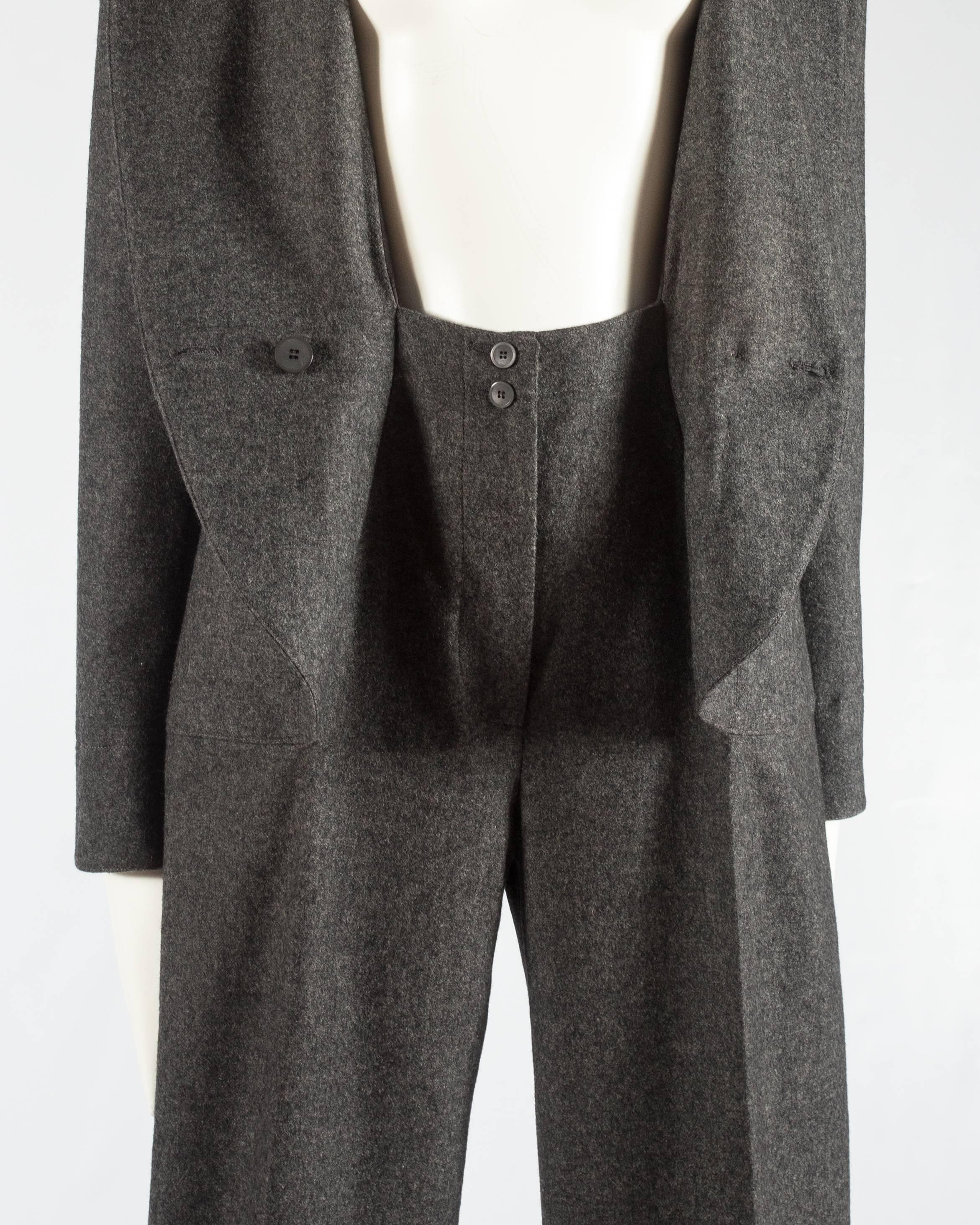 Azzedine Alaia charcoal wool double breasted jumpsuit, A/W 1987  In New Condition In London, GB