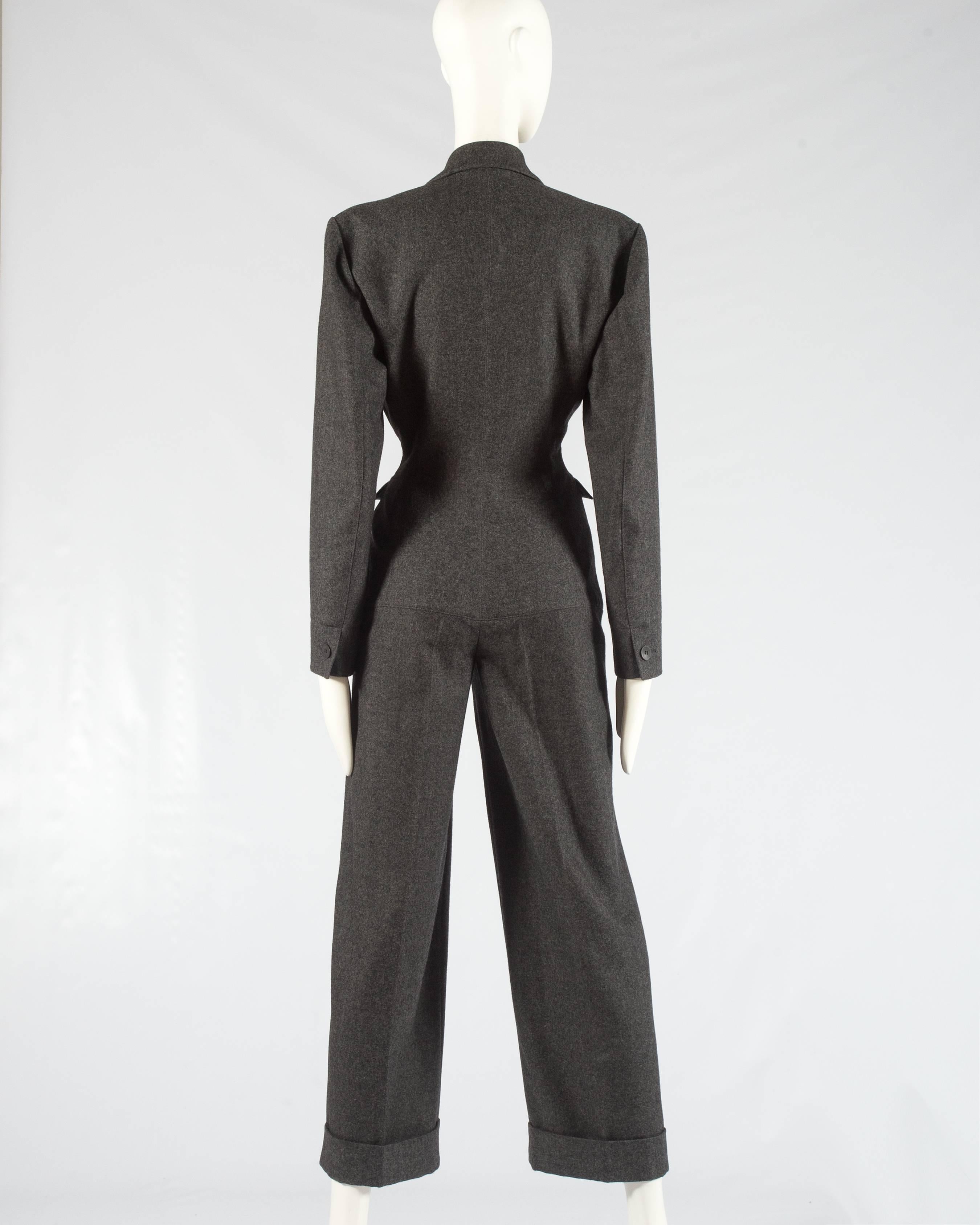 Azzedine Alaia charcoal wool double breasted jumpsuit, A/W 1987  1
