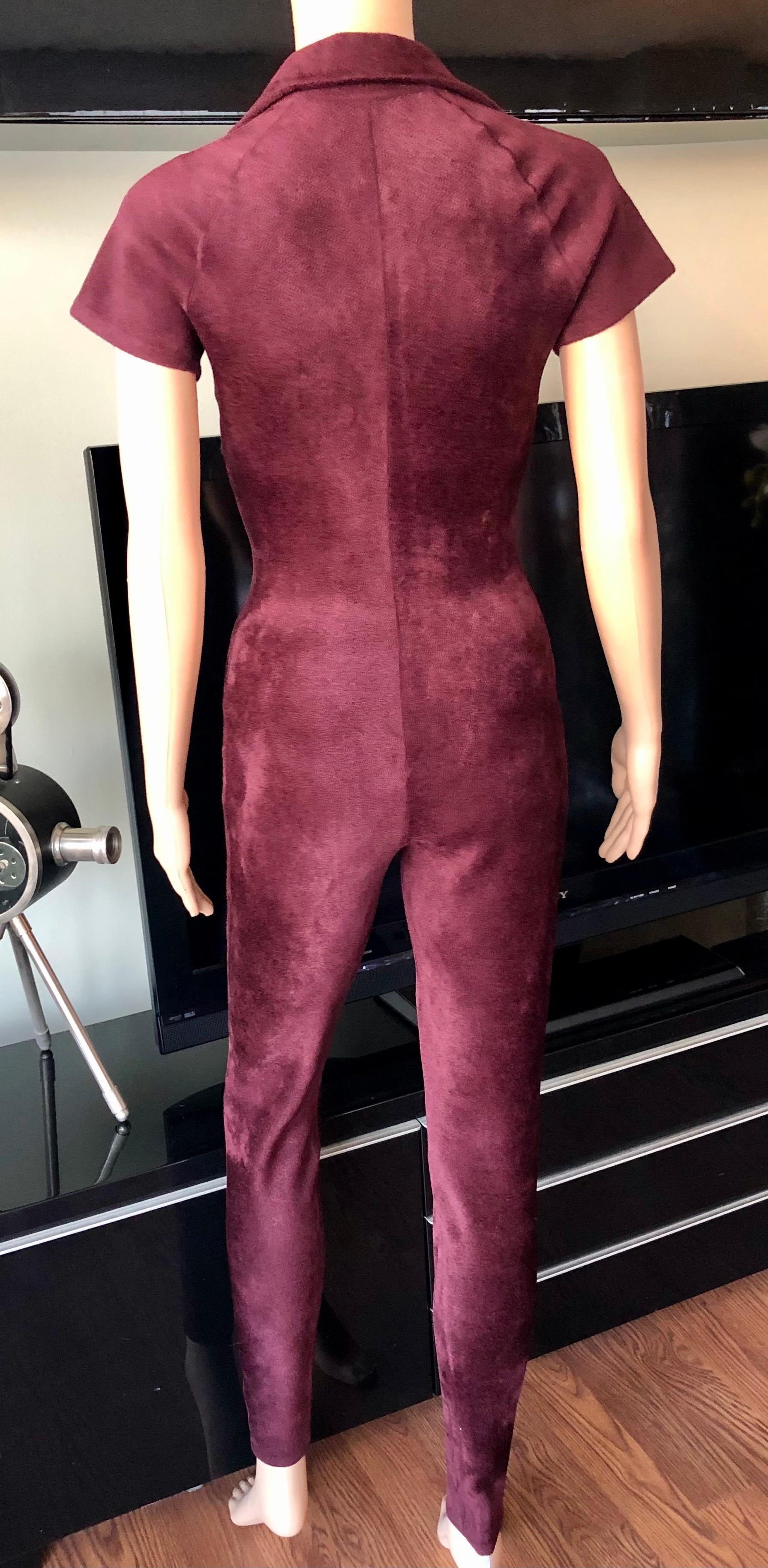 Azzedine Alaia Chenille Bodycon Playsuit Catsuit Jumpsuit  In Excellent Condition For Sale In Naples, FL