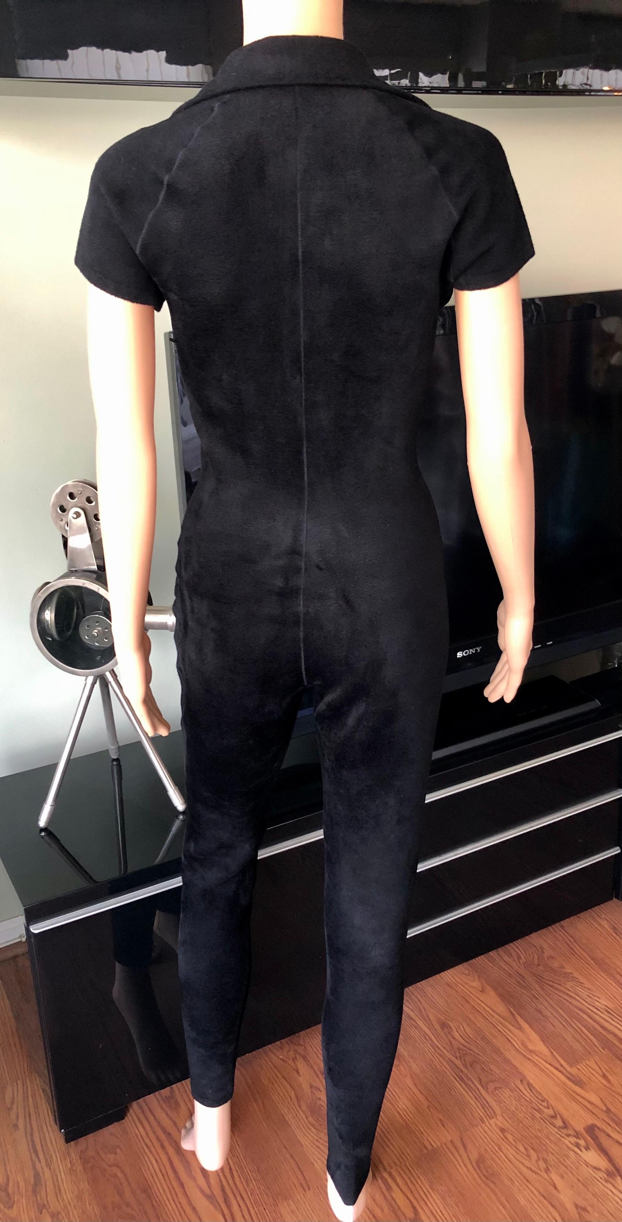 Azzedine Alaia Chenille Bodycon Playsuit Catsuit Jumpsuit  In Good Condition For Sale In Naples, FL