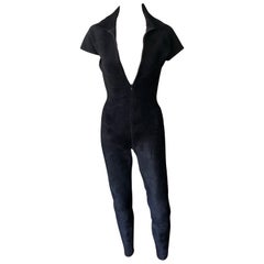 Azzedine Alaia Chenille Bodycon Playsuit Catsuit Jumpsuit 