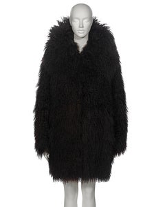 Azzedine Alaia Chocolate Brown Tibetan Lamb Fur Coat, fw 2006
