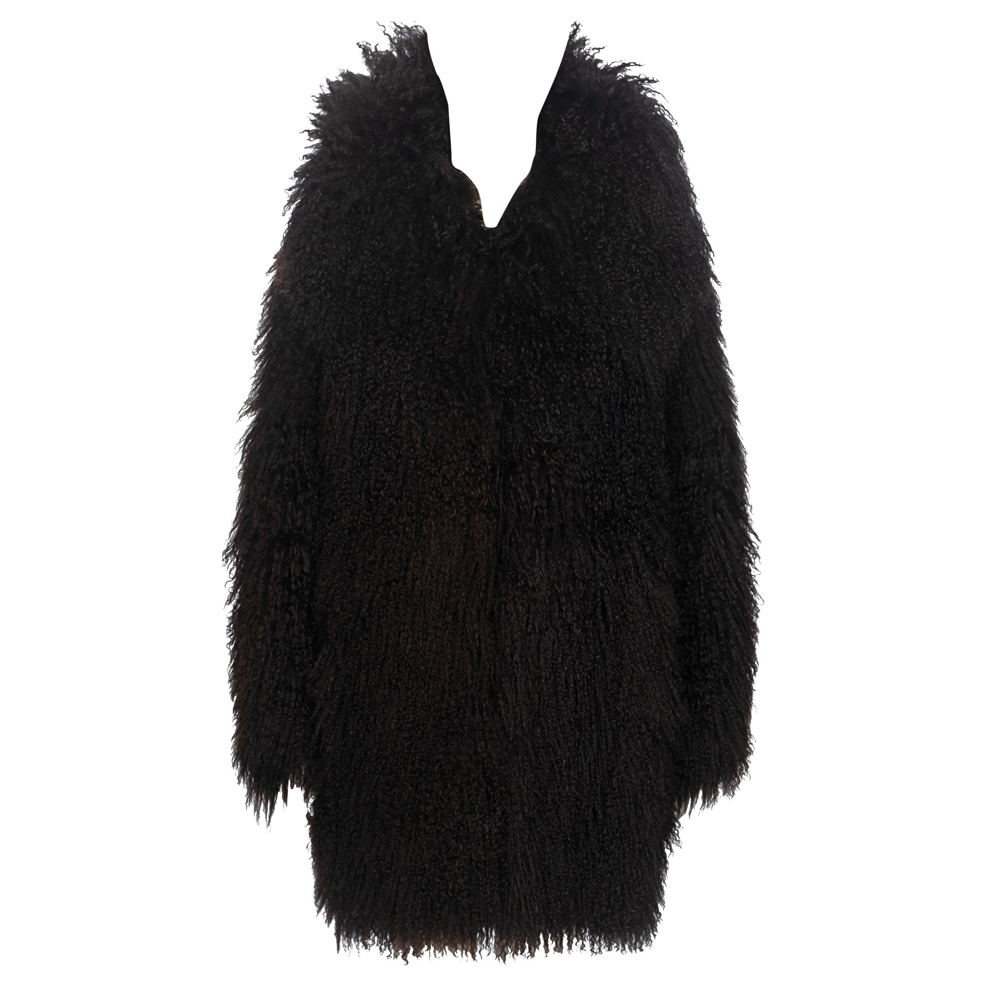 Azzedine Alaia Manteau en fourrure d'agneau tibétain marron chocolaté, fw 2006