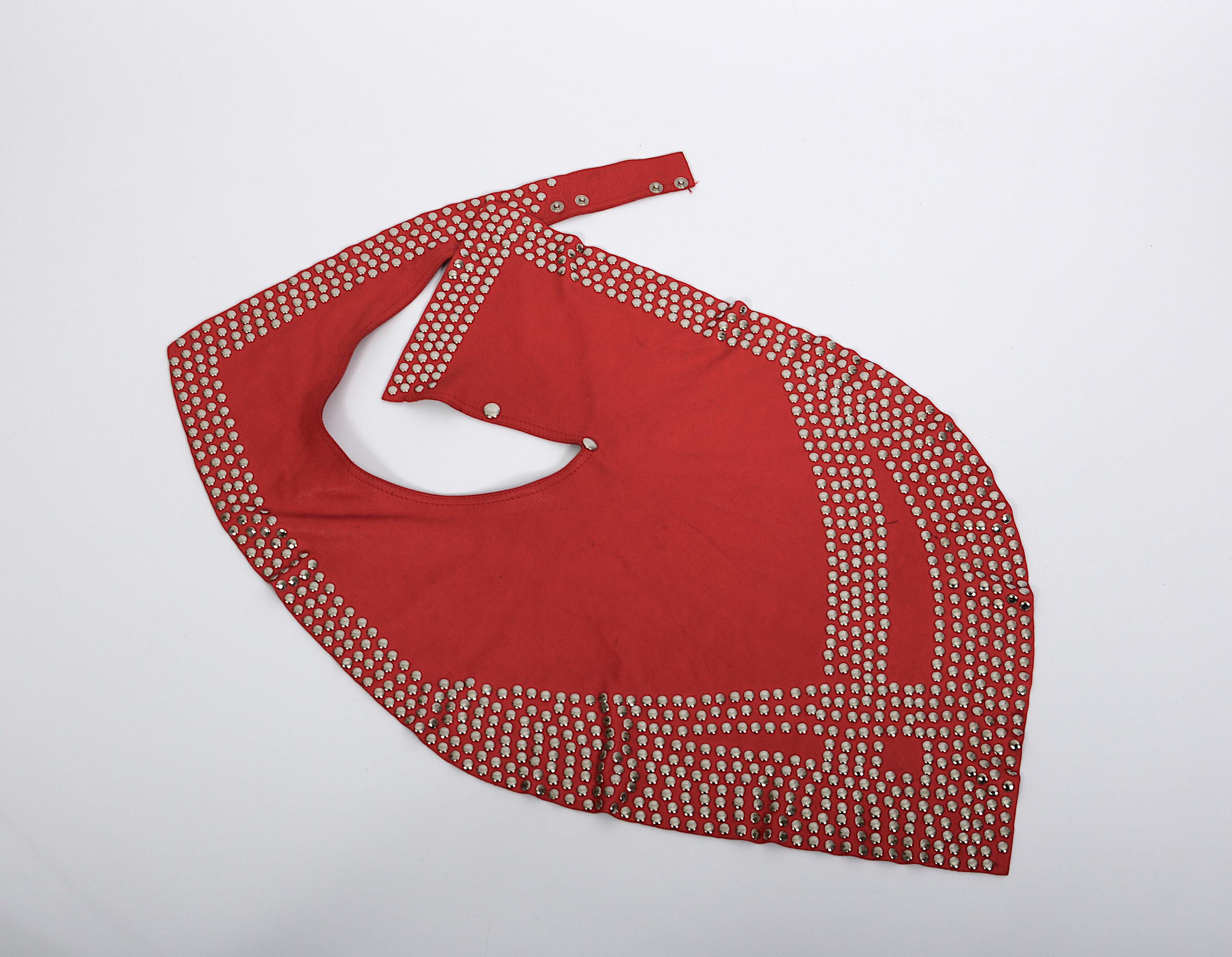 Azzedine Alaia circa 1981 collectionneurs Studded embellished red leather belt skirt en vente 9