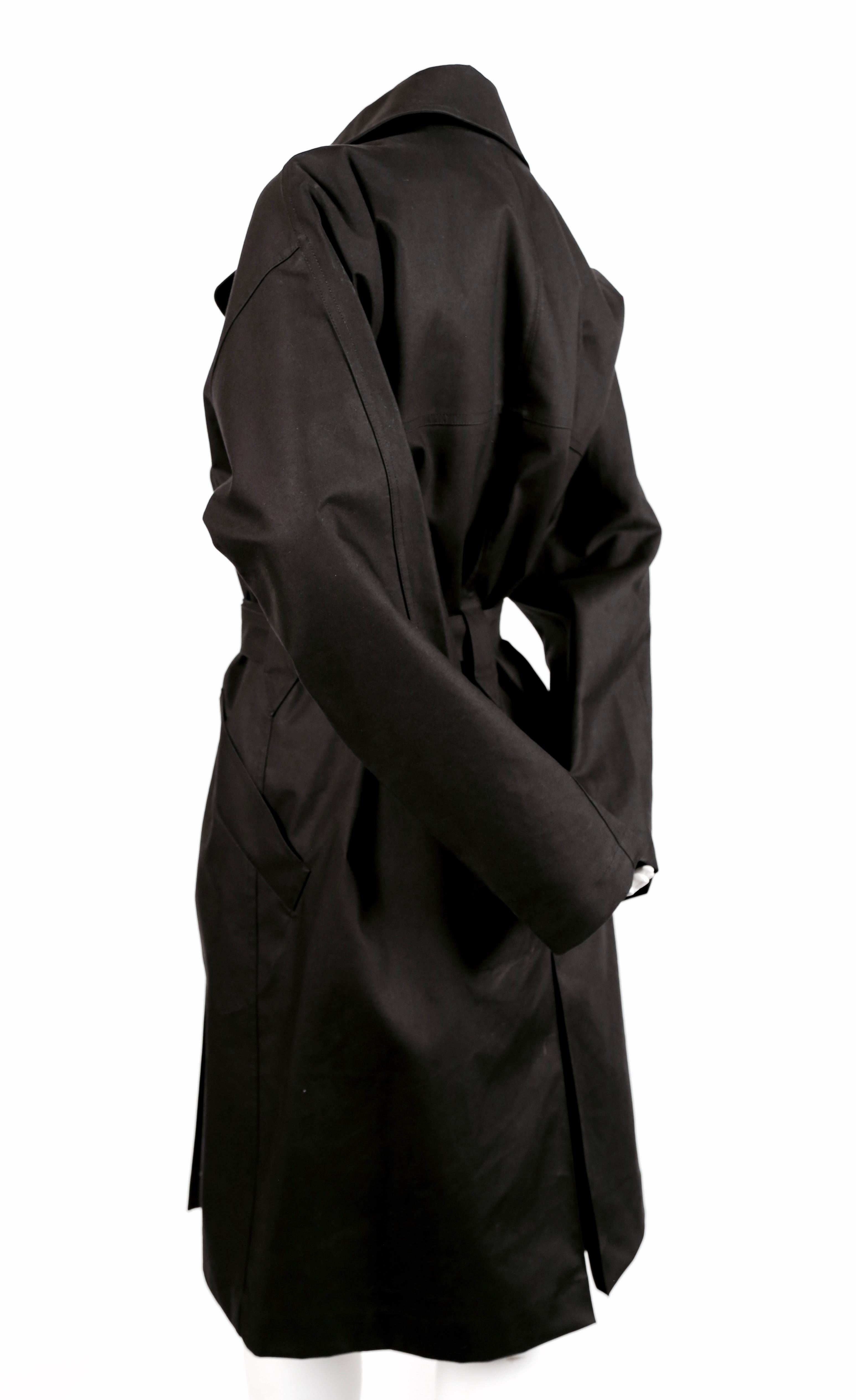 Black AZZEDINE ALAIA classic black cotton trench coat
