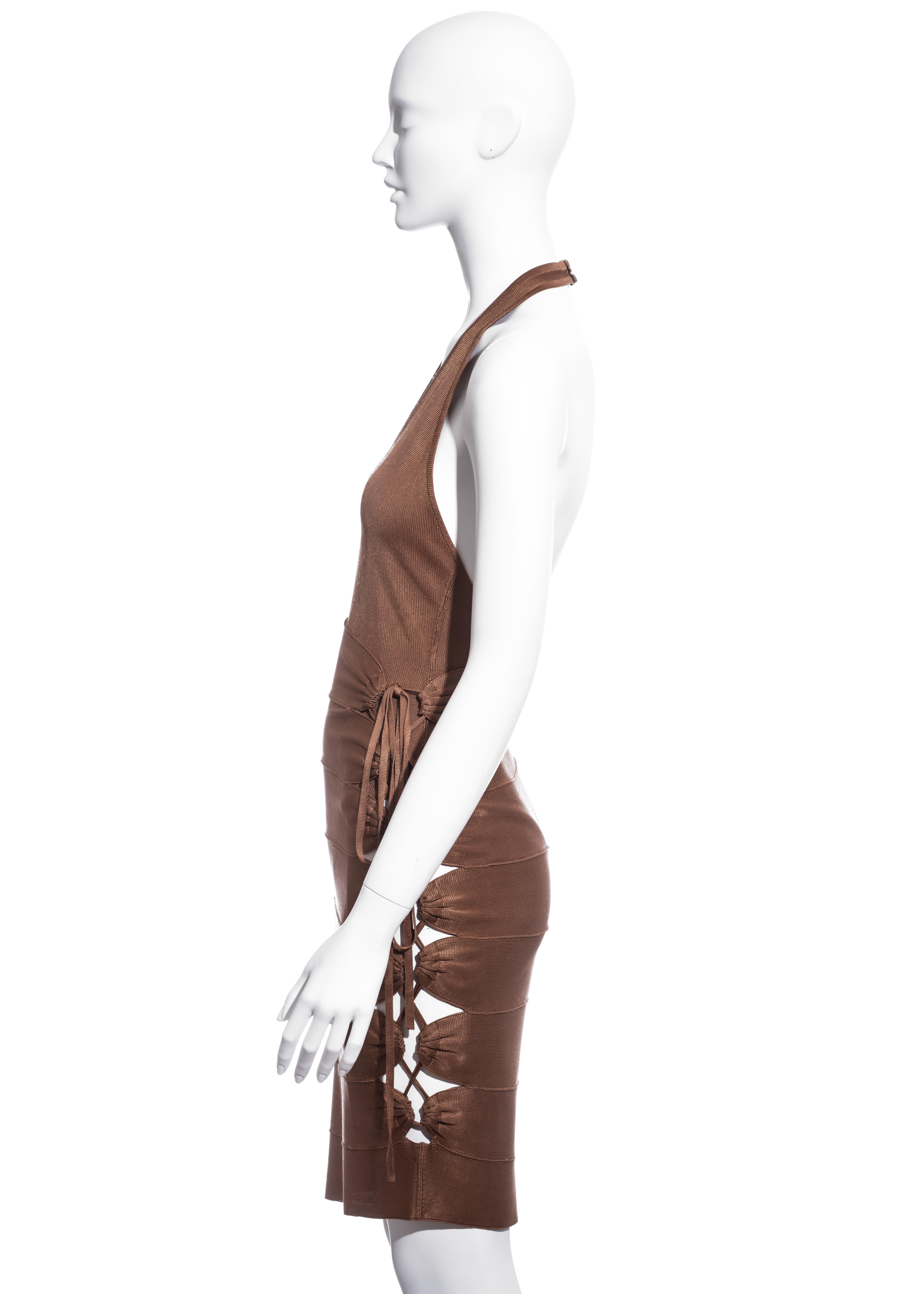 Azzedine Alaia copper acetate bandage skirt and bodysuit, ss 1986 In Good Condition For Sale In London, GB