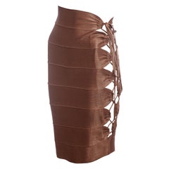 Azzedine Alaia copper acetate knit lace-up bandage skirt, ss 1986