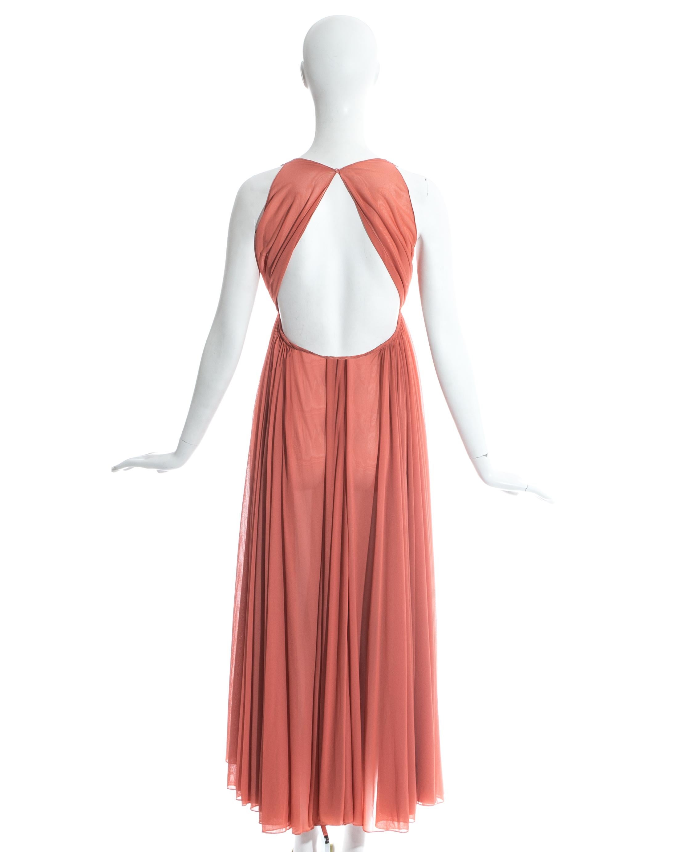 Azzedine Alaia coral jersey pleated Grecian evening dress, ss 1991 4