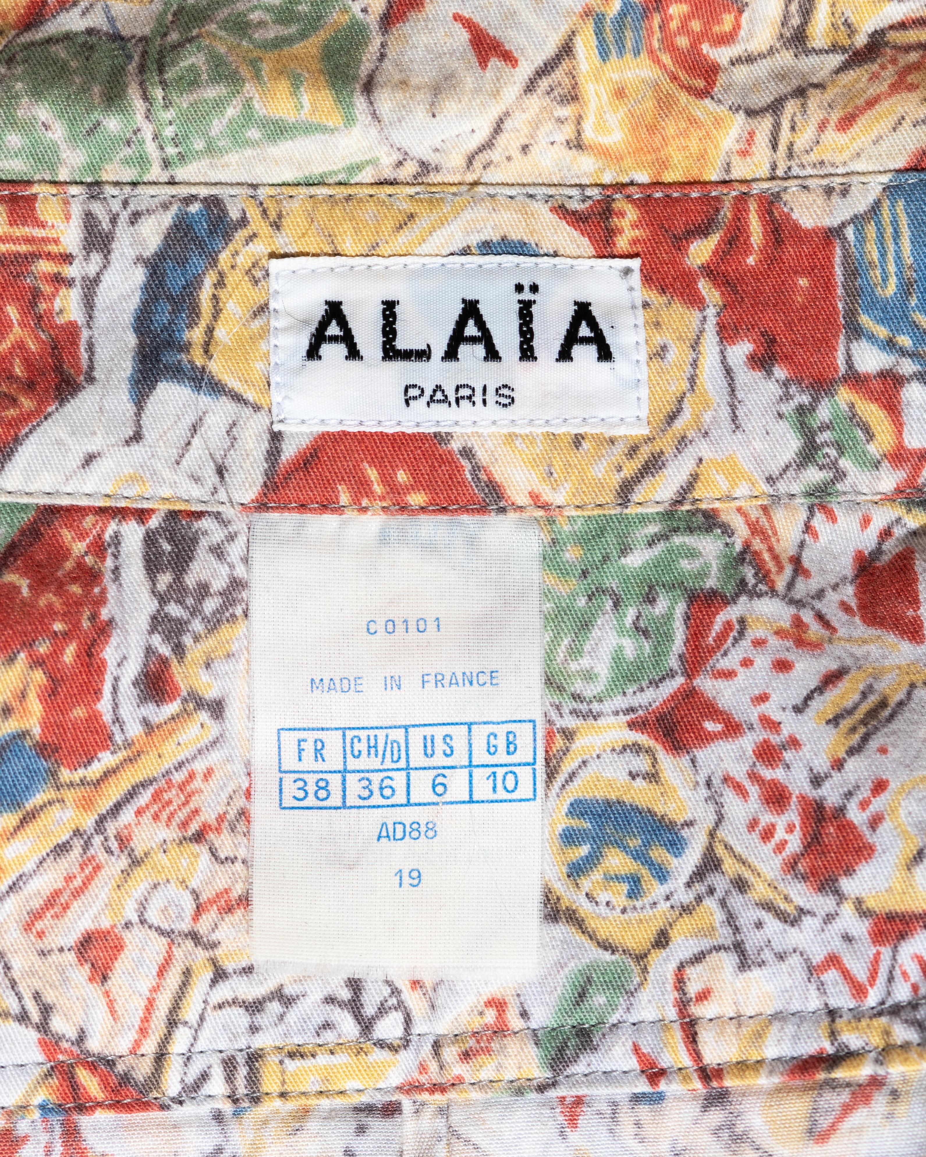 Azzedine Alaia - Robe manteau en coton avec imprimé César Baldaccini, printemps-été 1985 en vente 5
