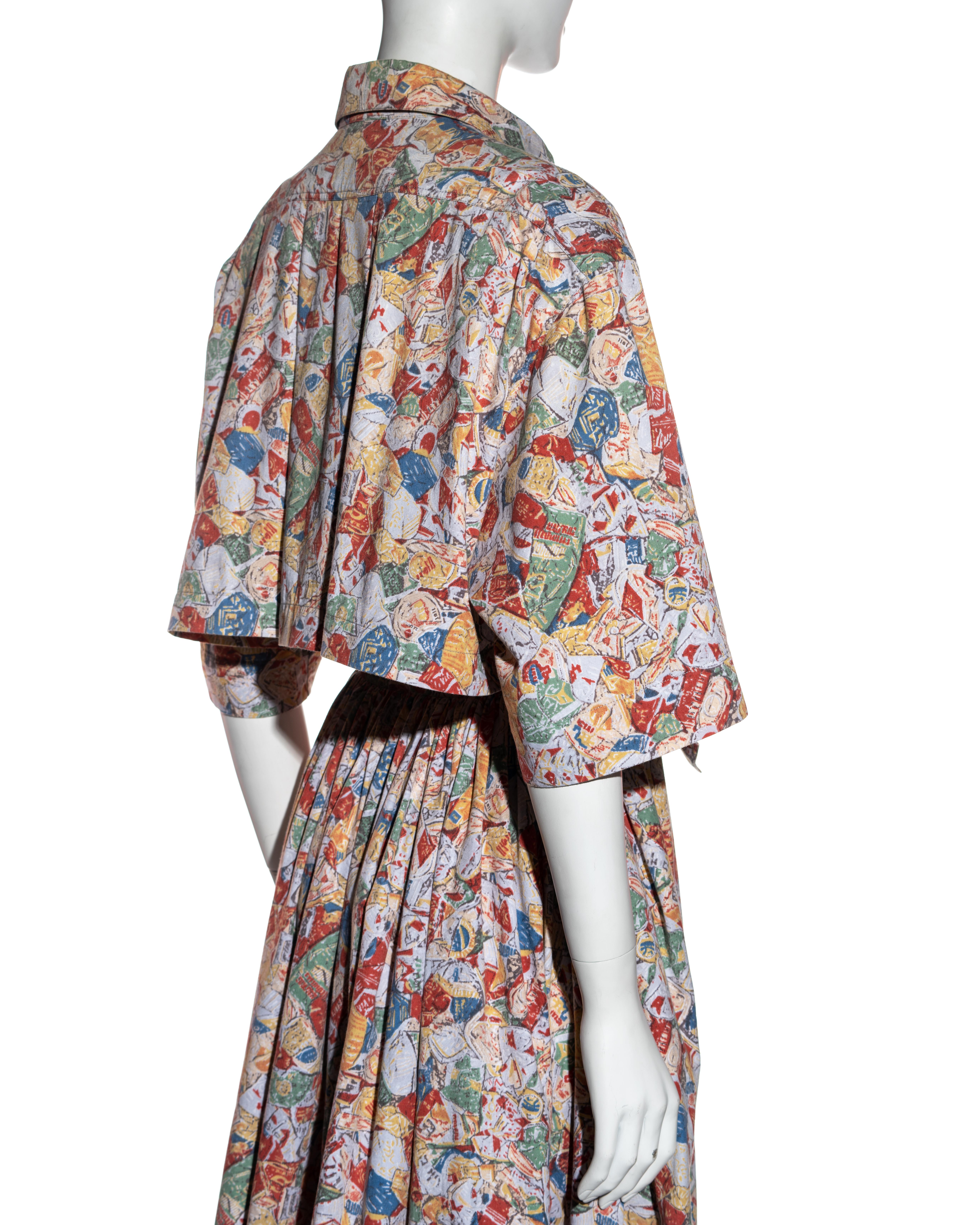 Women's Azzedine Alaia cotton coat dress with César Baldaccini print, ss 1985 For Sale