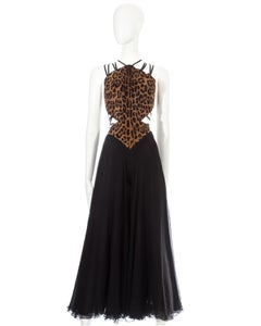 Azzedine Alaia Couture leopard pony hair and silk flared jumpsuit, c. 1996