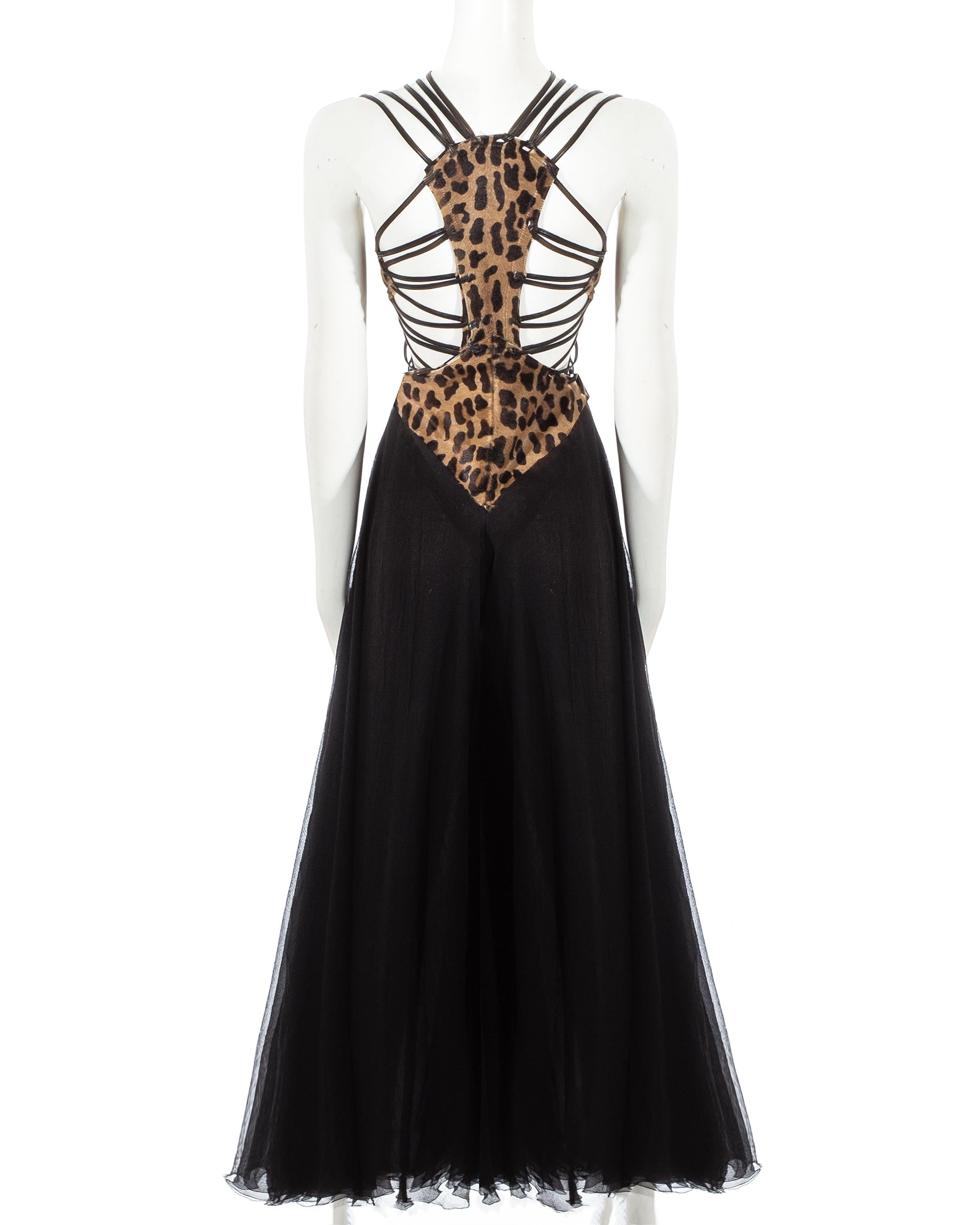 Azzedine Alaia Couture leopard pony hair and silk flared jumpsuit, c. 1996 4