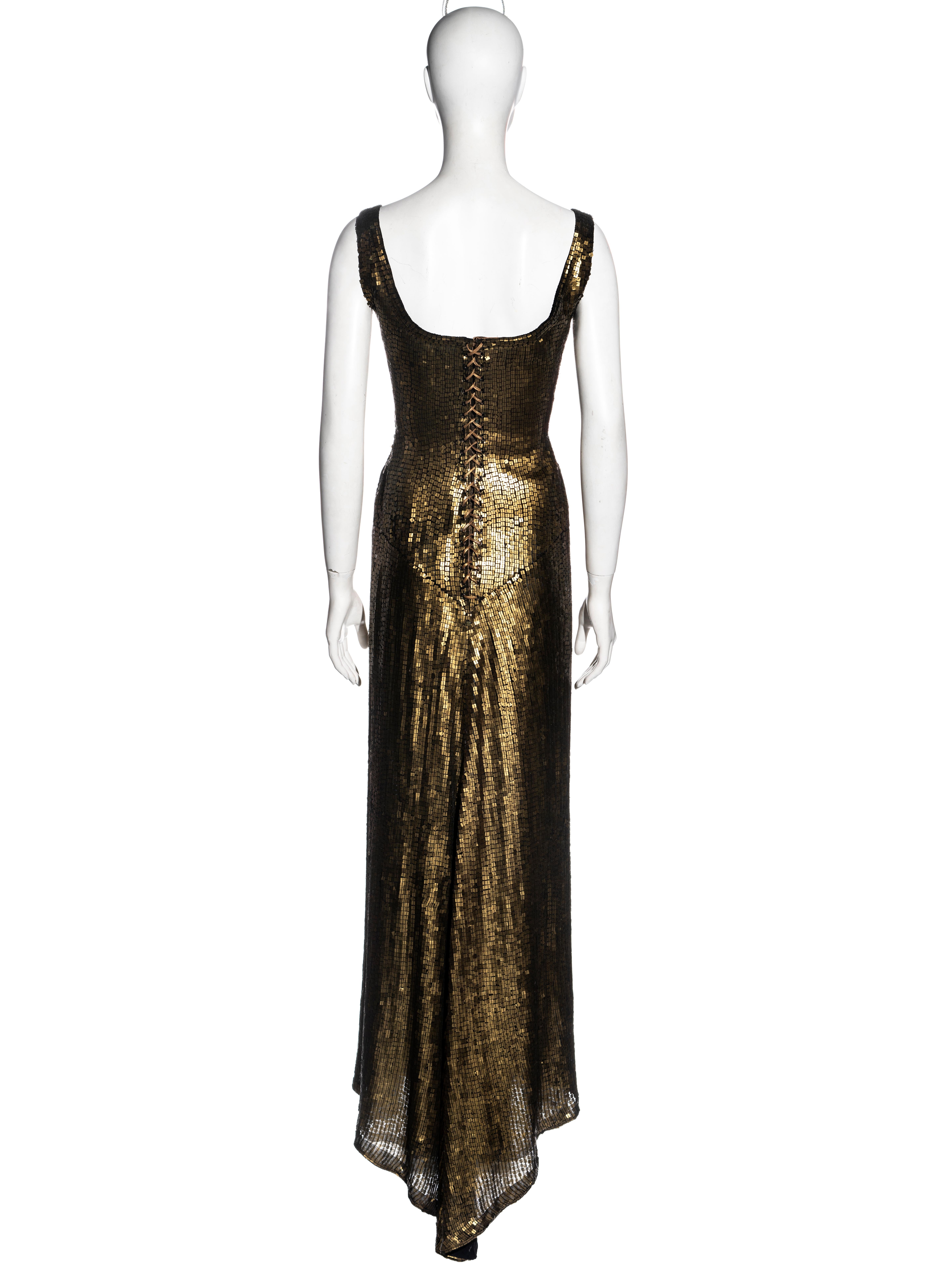 Azzedine Alaia couture metallic gold sequin evening dress, fw 1990 4