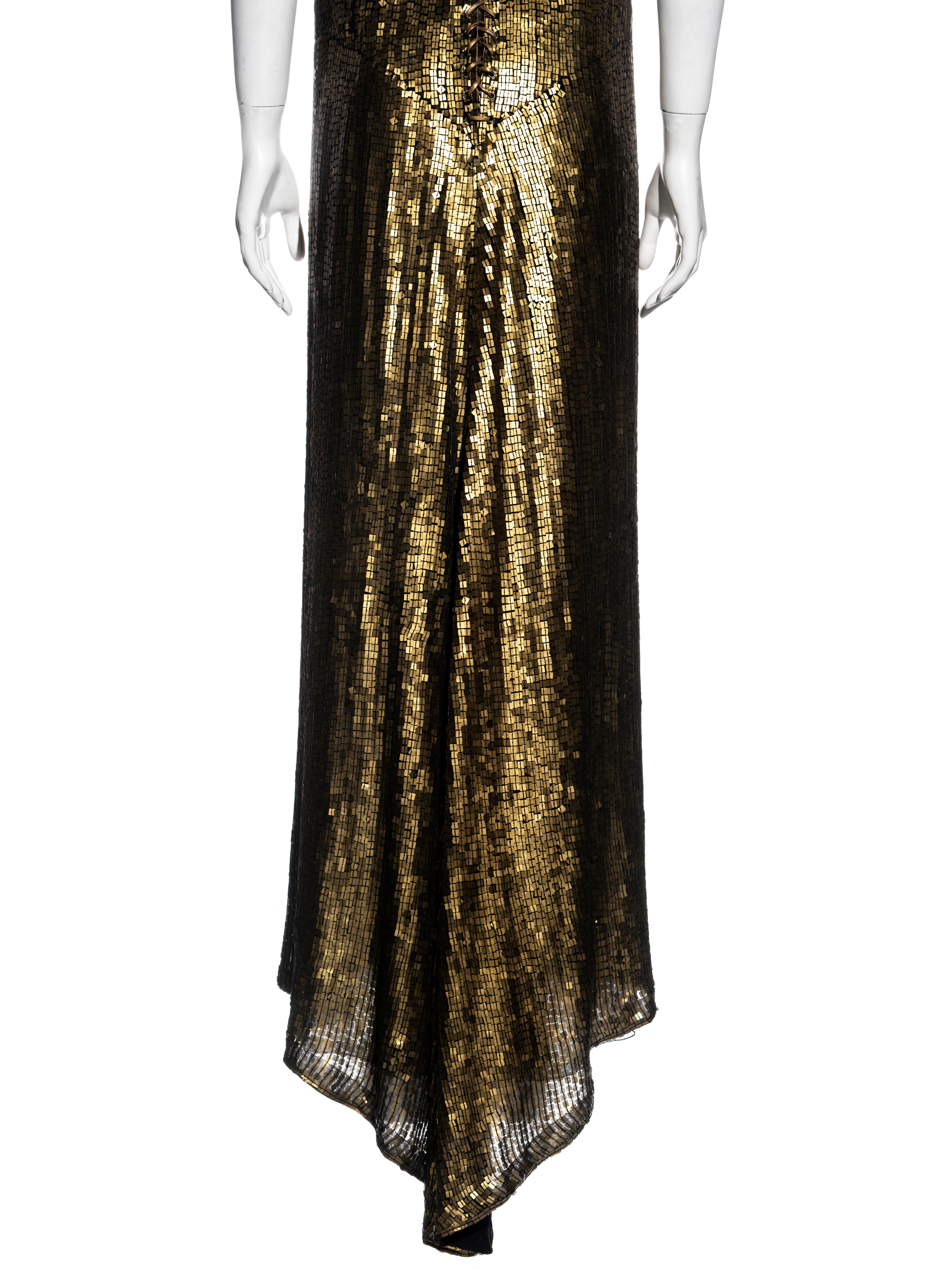 Azzedine Alaia couture metallic gold sequin evening dress, fw 1990 6