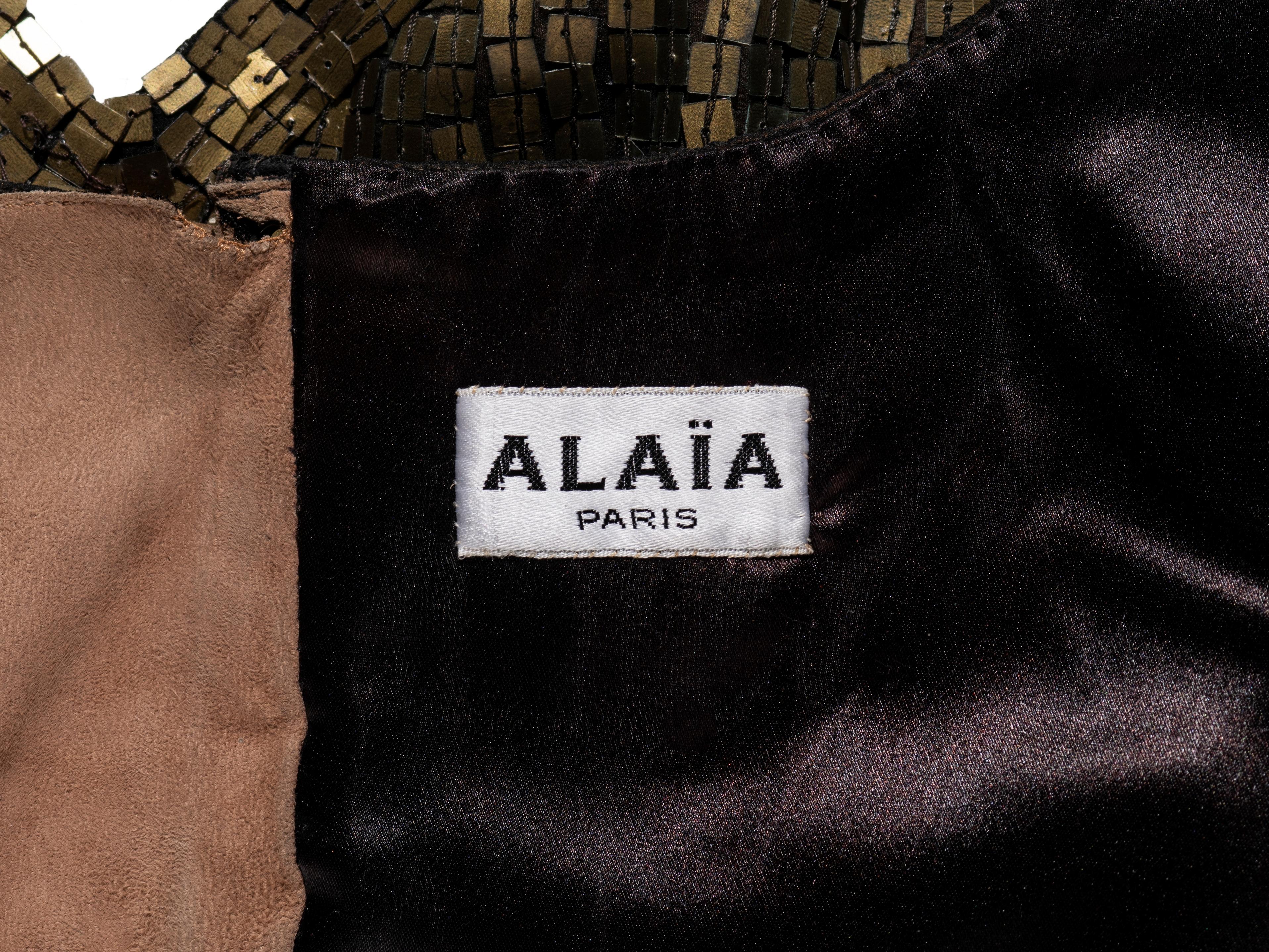 Azzedine Alaia Couture Metallic-Abendkleid mit goldenen Pailletten, H/W 1990 9