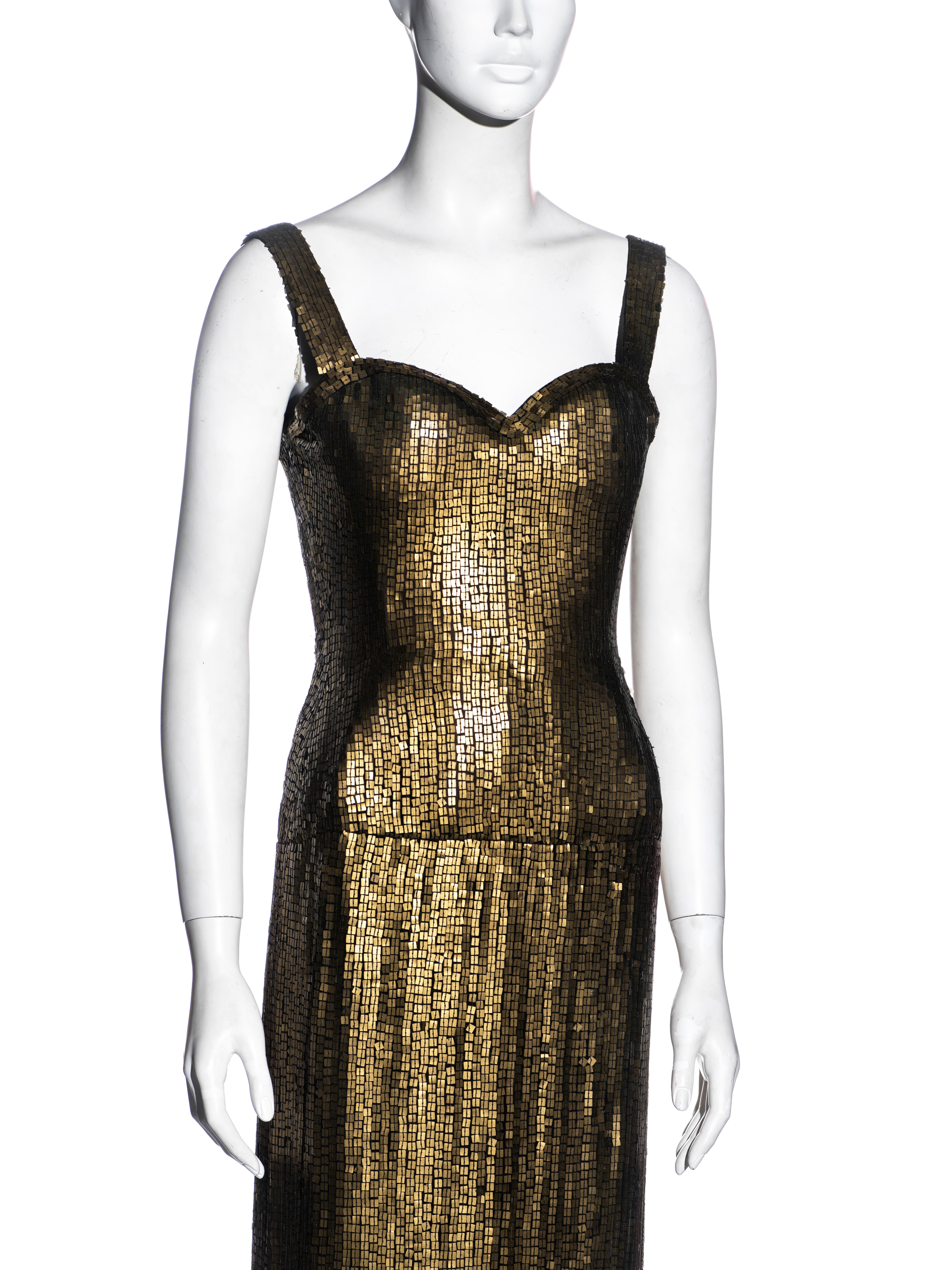 Azzedine Alaia couture metallic gold sequin evening dress, fw 1990 In Excellent Condition In London, GB