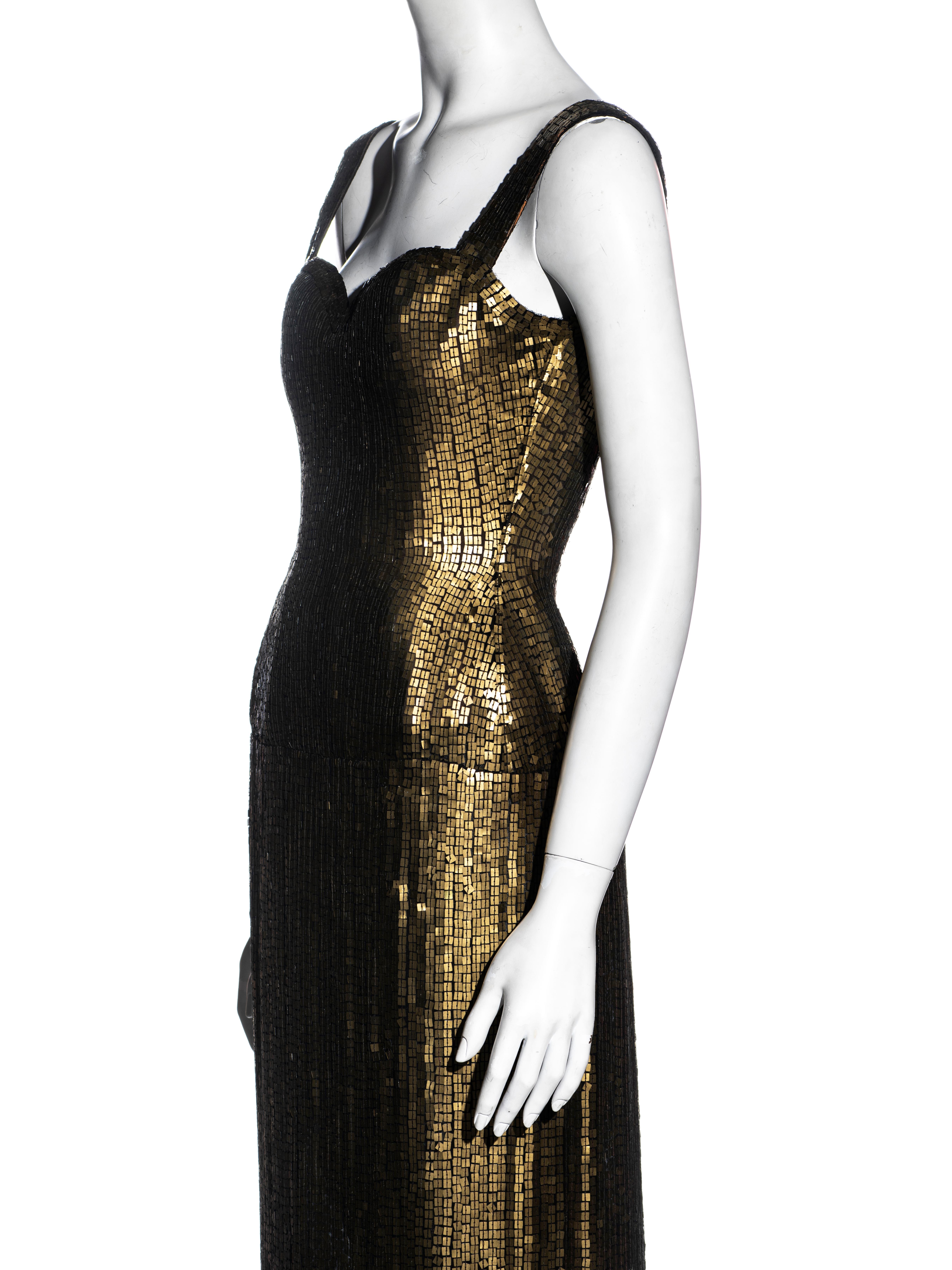 Azzedine Alaia couture metallic gold sequin evening dress, fw 1990 1