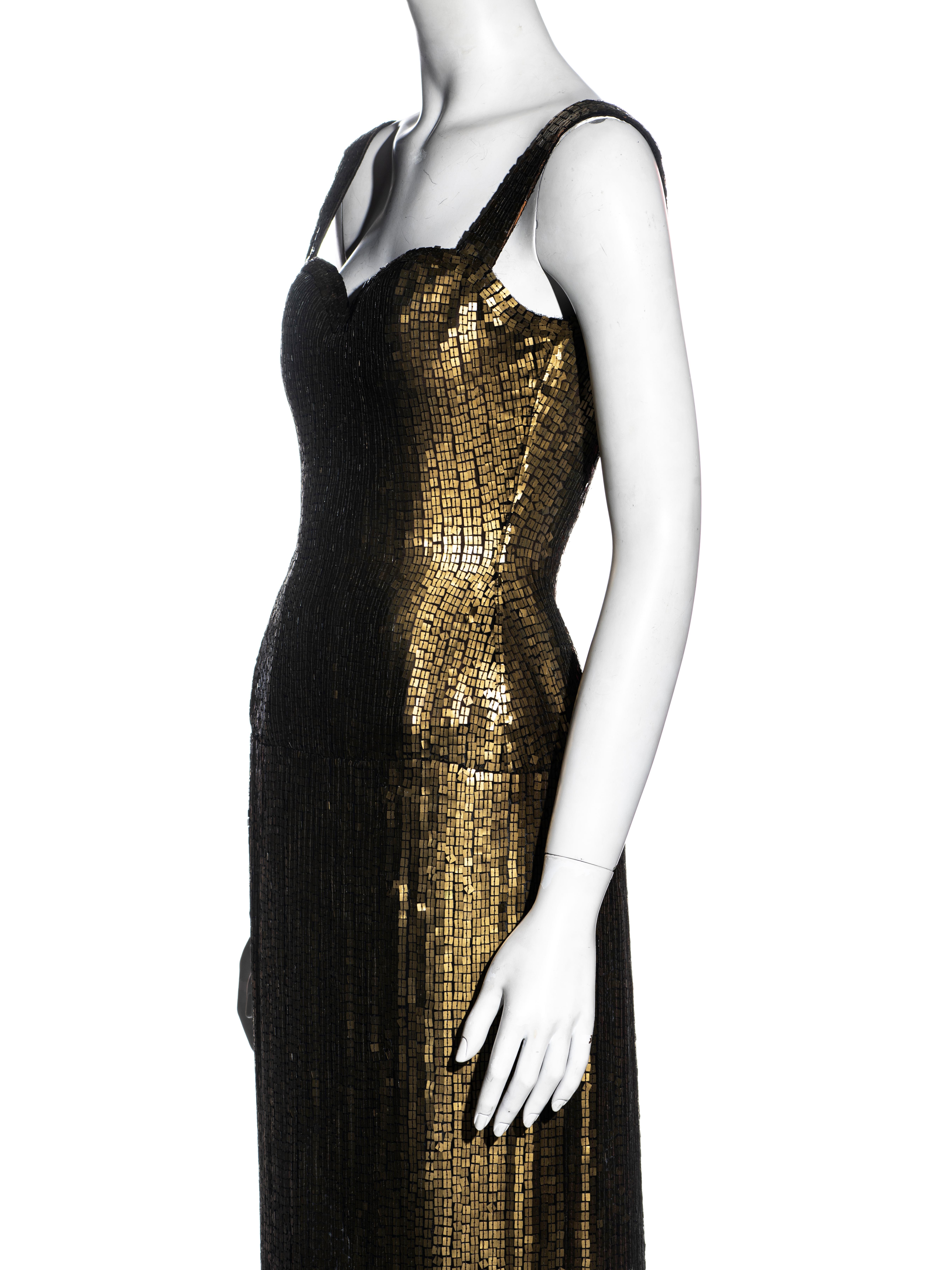 Azzedine Alaia Couture Metallic-Abendkleid mit goldenen Pailletten, H/W 1990 2