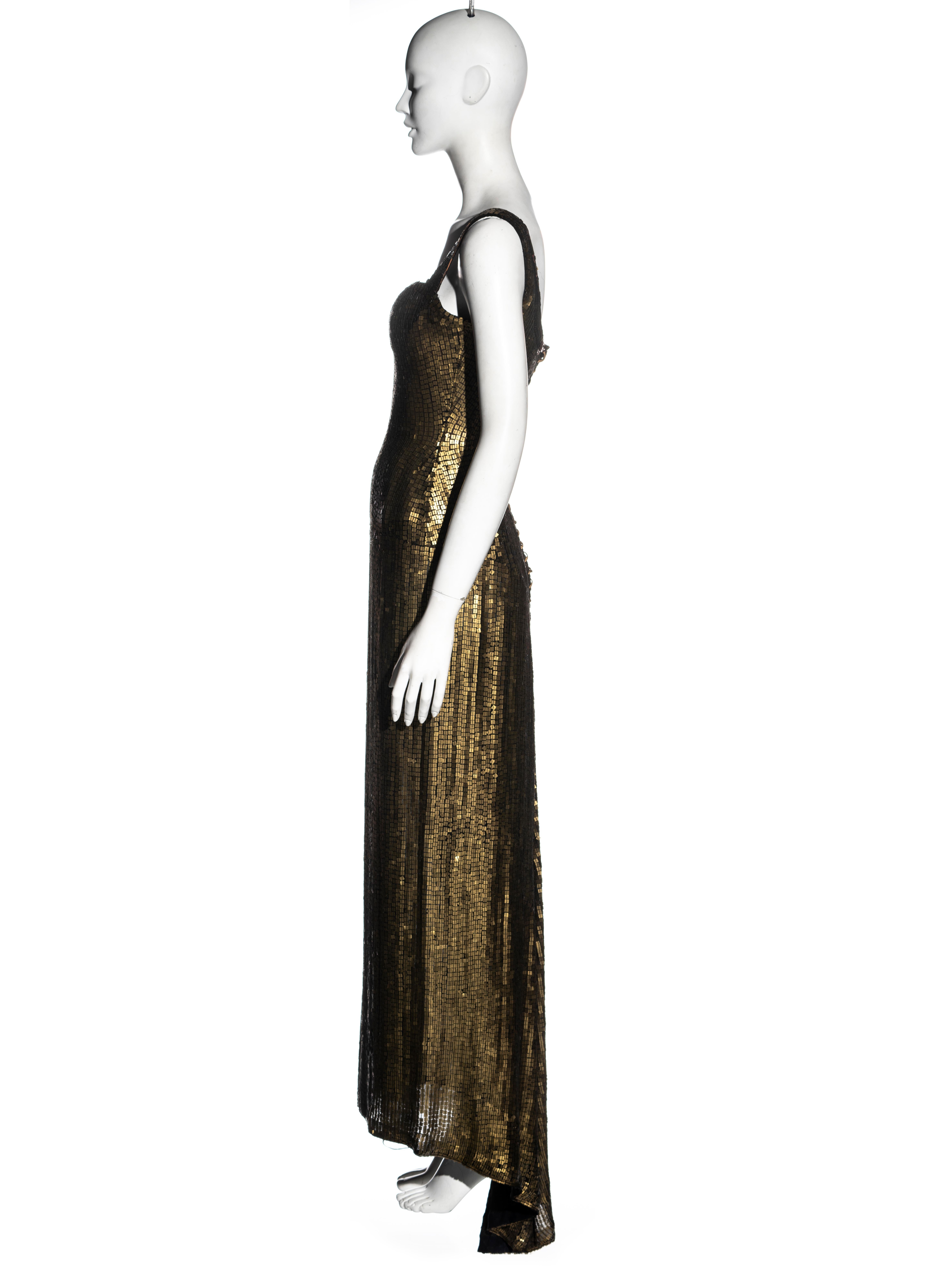 Azzedine Alaia couture metallic gold sequin evening dress, fw 1990 2