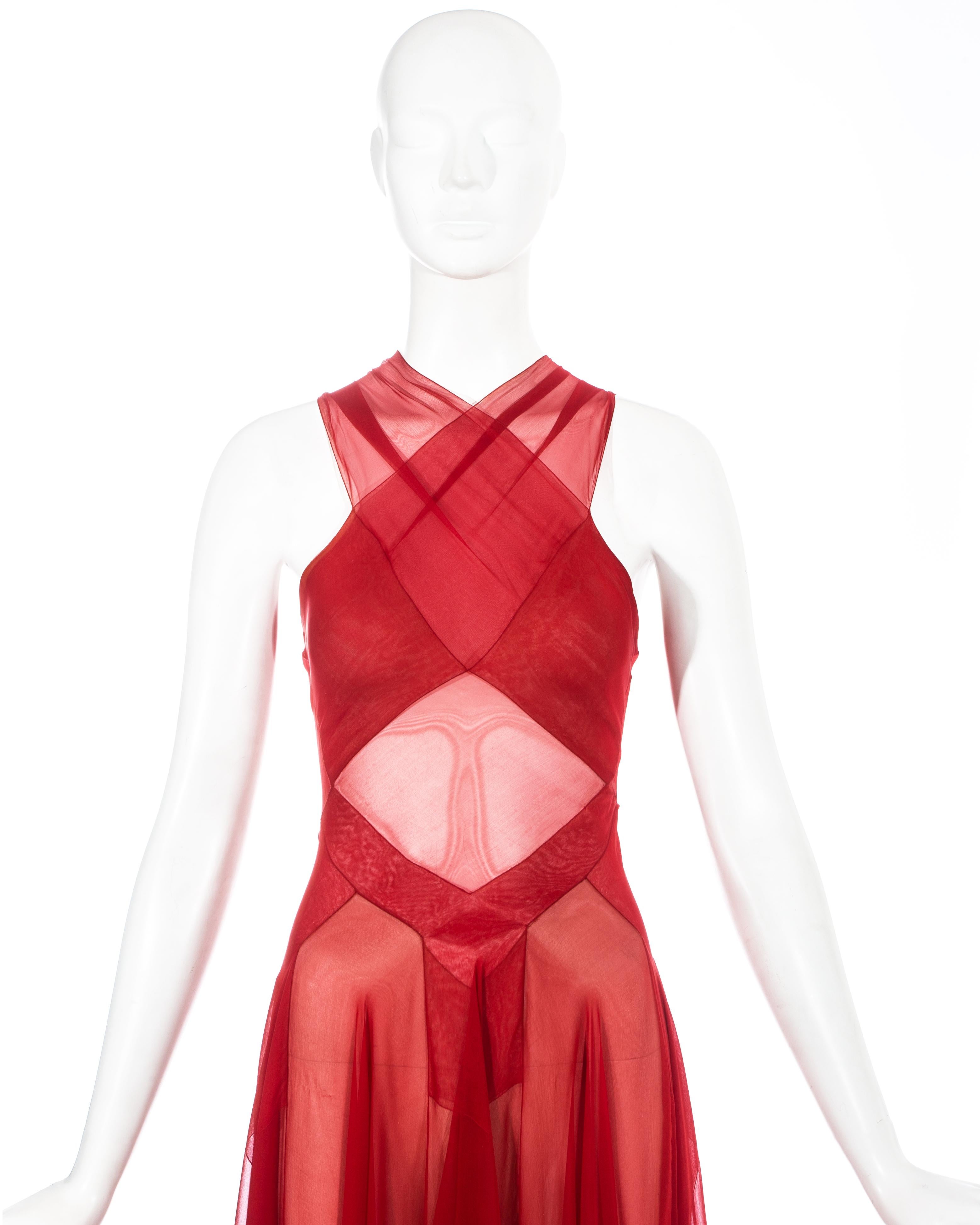 Azzedine Alaia Couture red silk evening dress, c. 1996 In Good Condition In London, GB