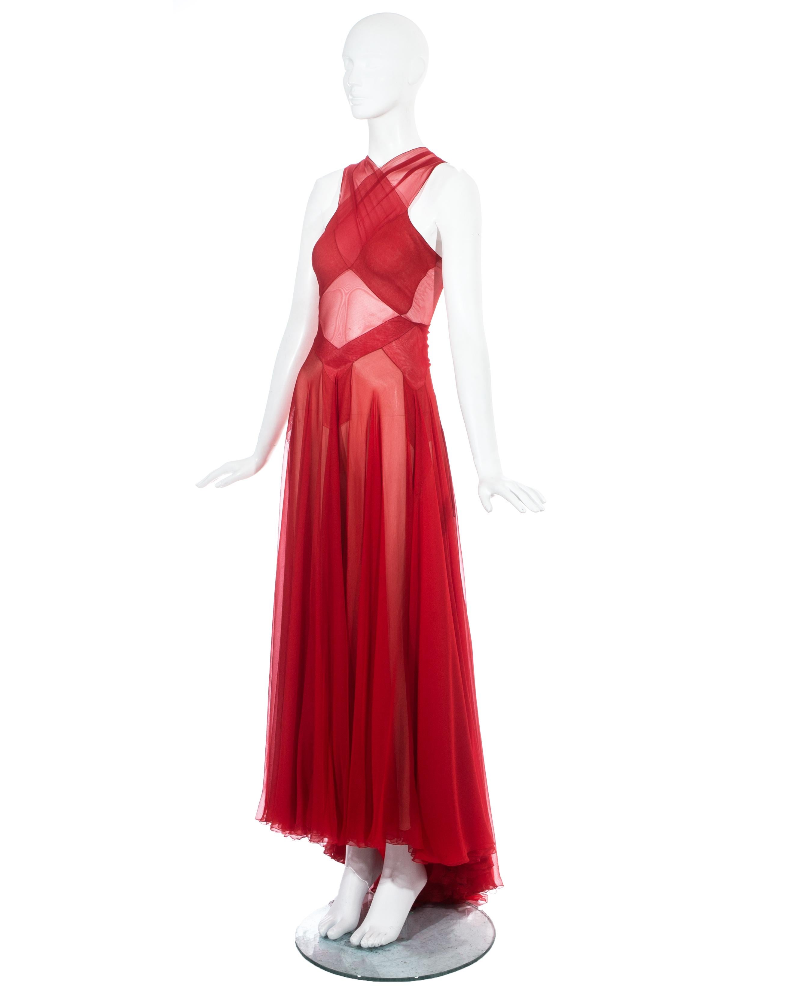 Women's Azzedine Alaia Couture red silk evening dress, c. 1996