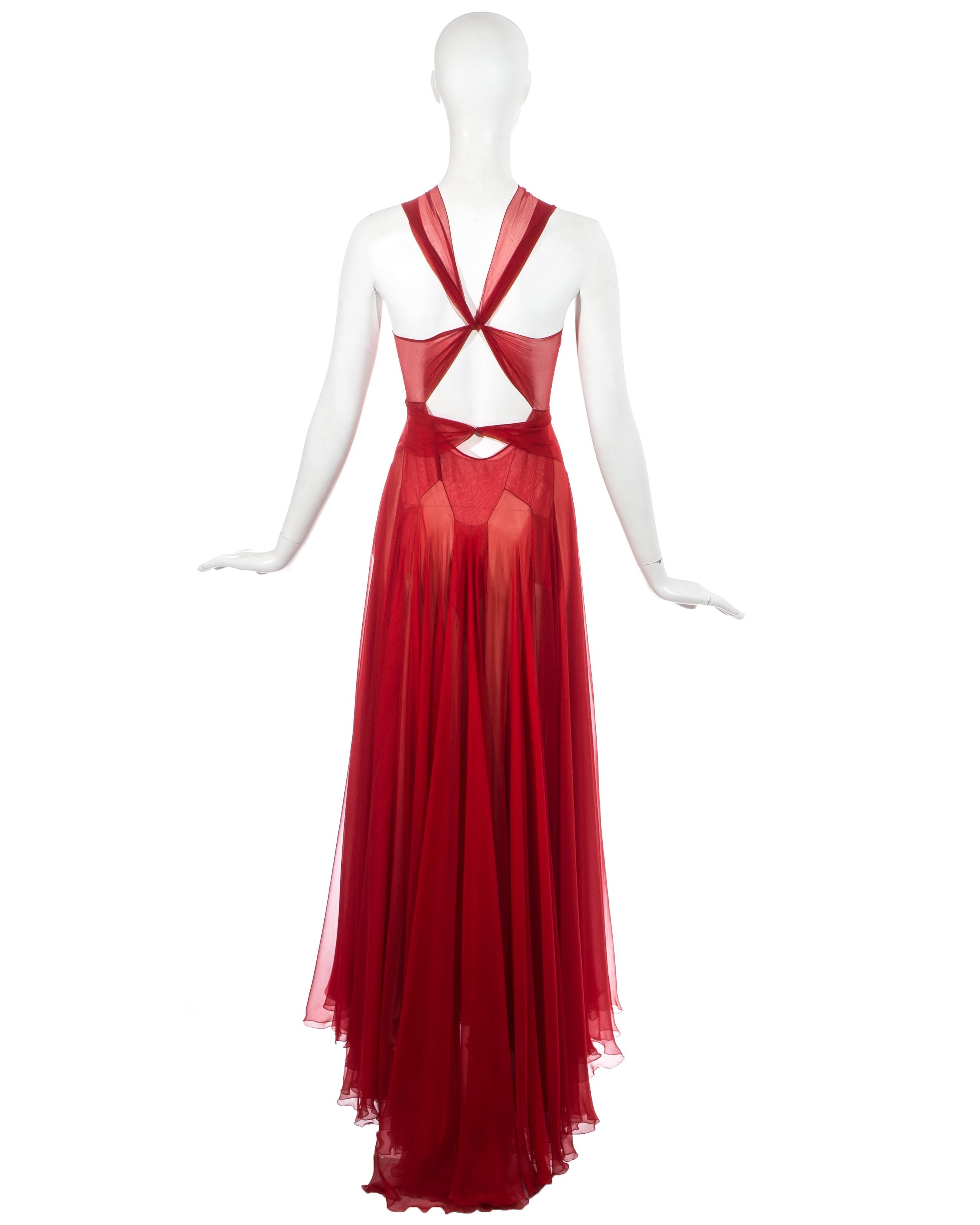 Azzedine Alaia Couture red silk evening dress, c. 1996 2