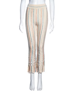 Azzedine Alaia cream perforated boiled wool leggings, fw 1993