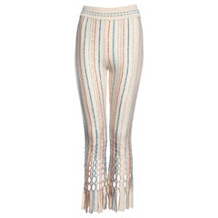 Azzedine Alaia cream perforated boiled wool leggings, fw 1993