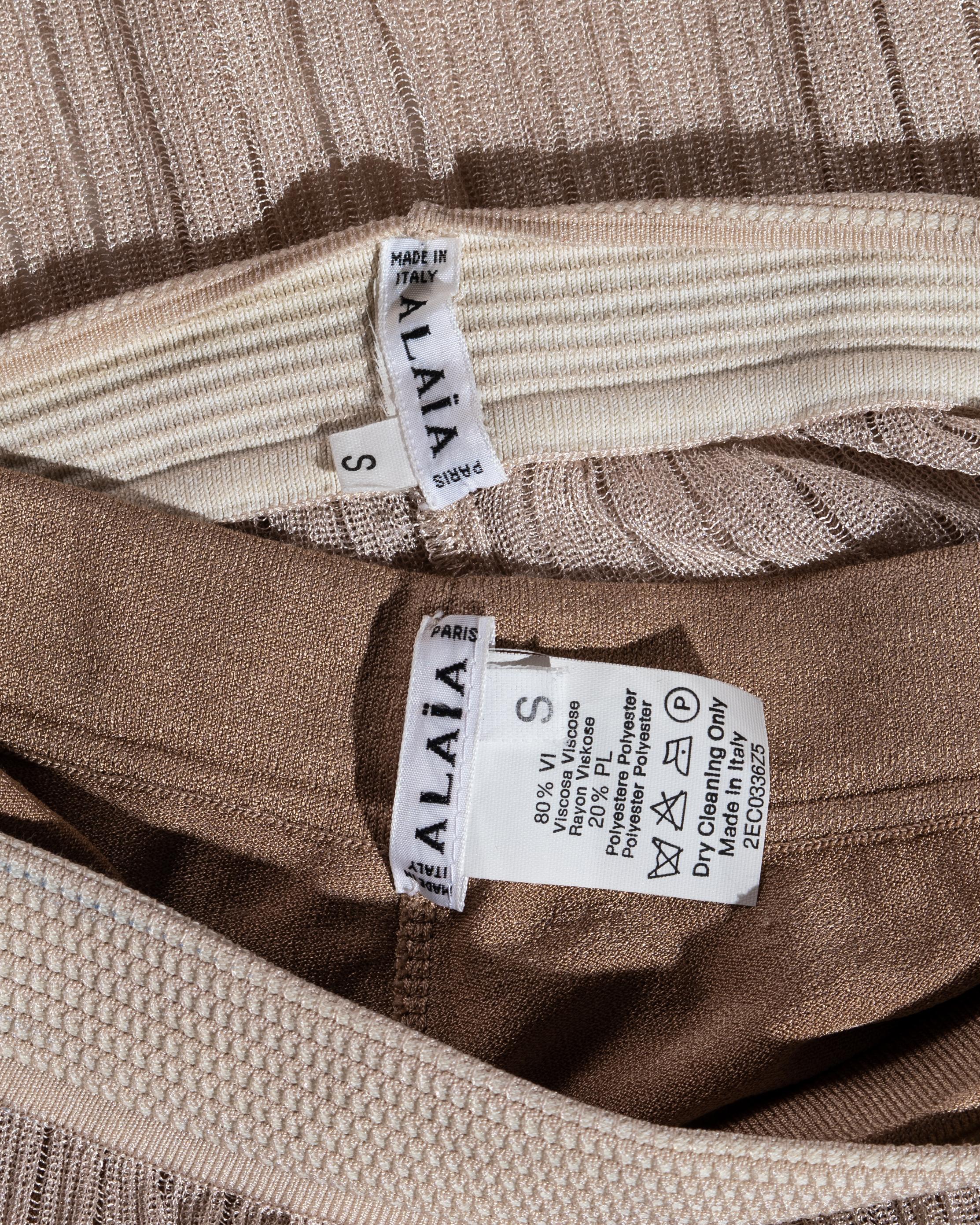 Azzedine Alaia cream rayon knit 5 piece pant suit set, ss 1992 For Sale 3