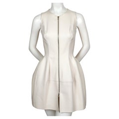 AZZEDINE ALAIA cream tulip dress with zipper front