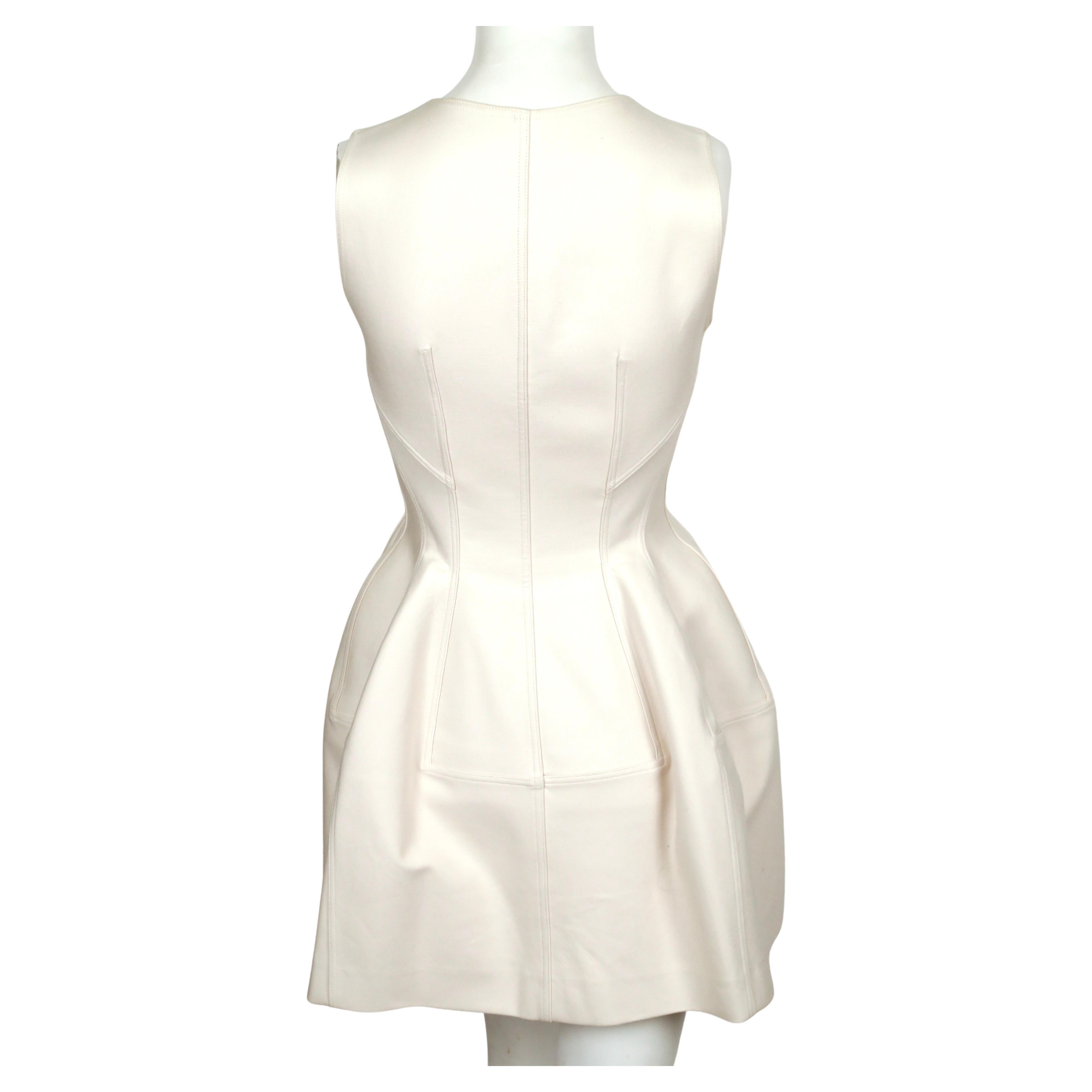 AZZEDINE ALAIA cream tulip dress with zipper front For Sale 1