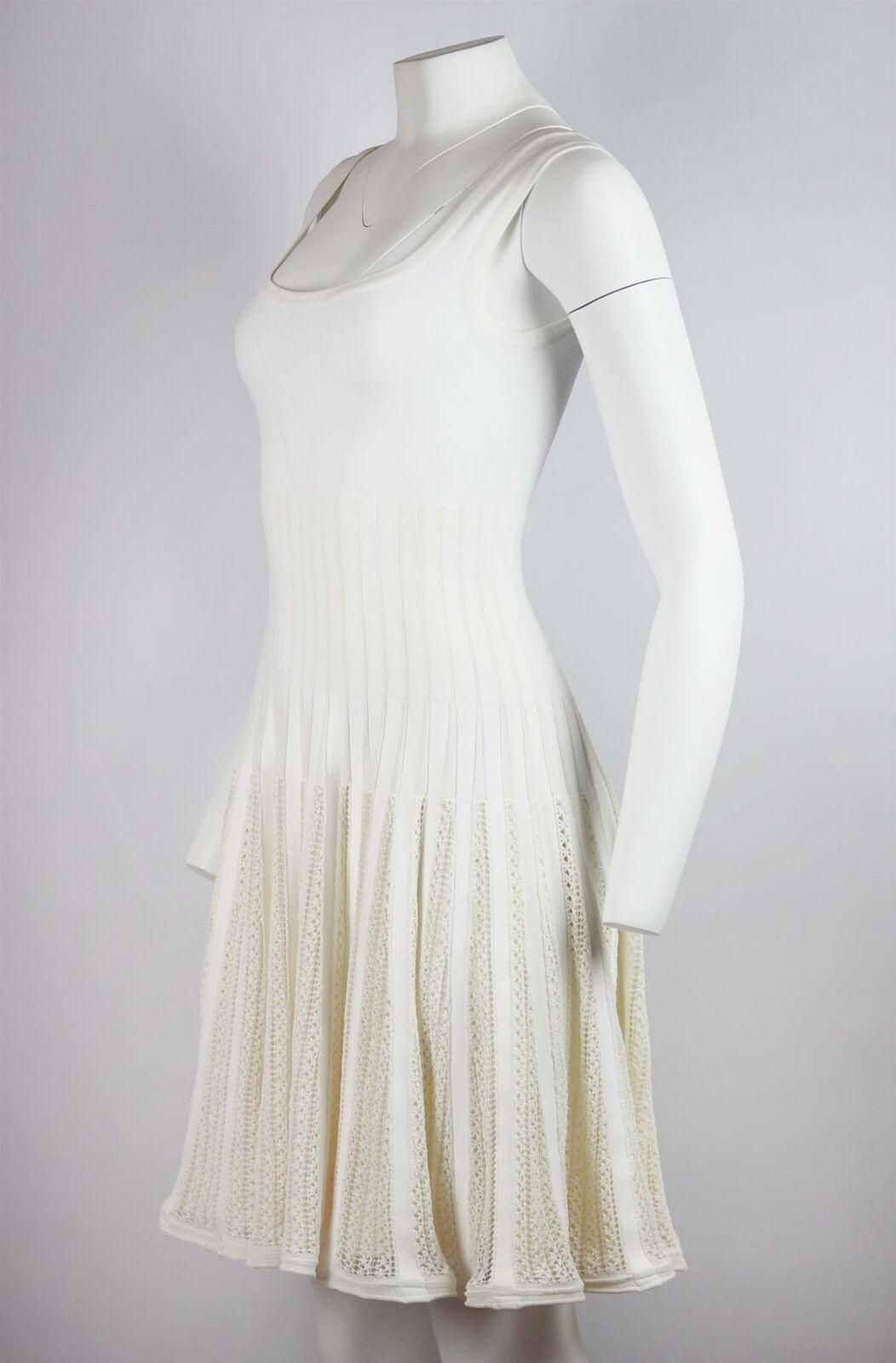 Gray Azzedine Alaïa Crocheted Cotton Blend Mini Dress
