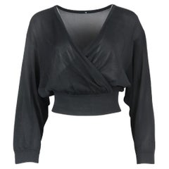 Azzedine Alaïa Cropped Wrap Effect Stretch Knit Top Fr 36 Uk 8