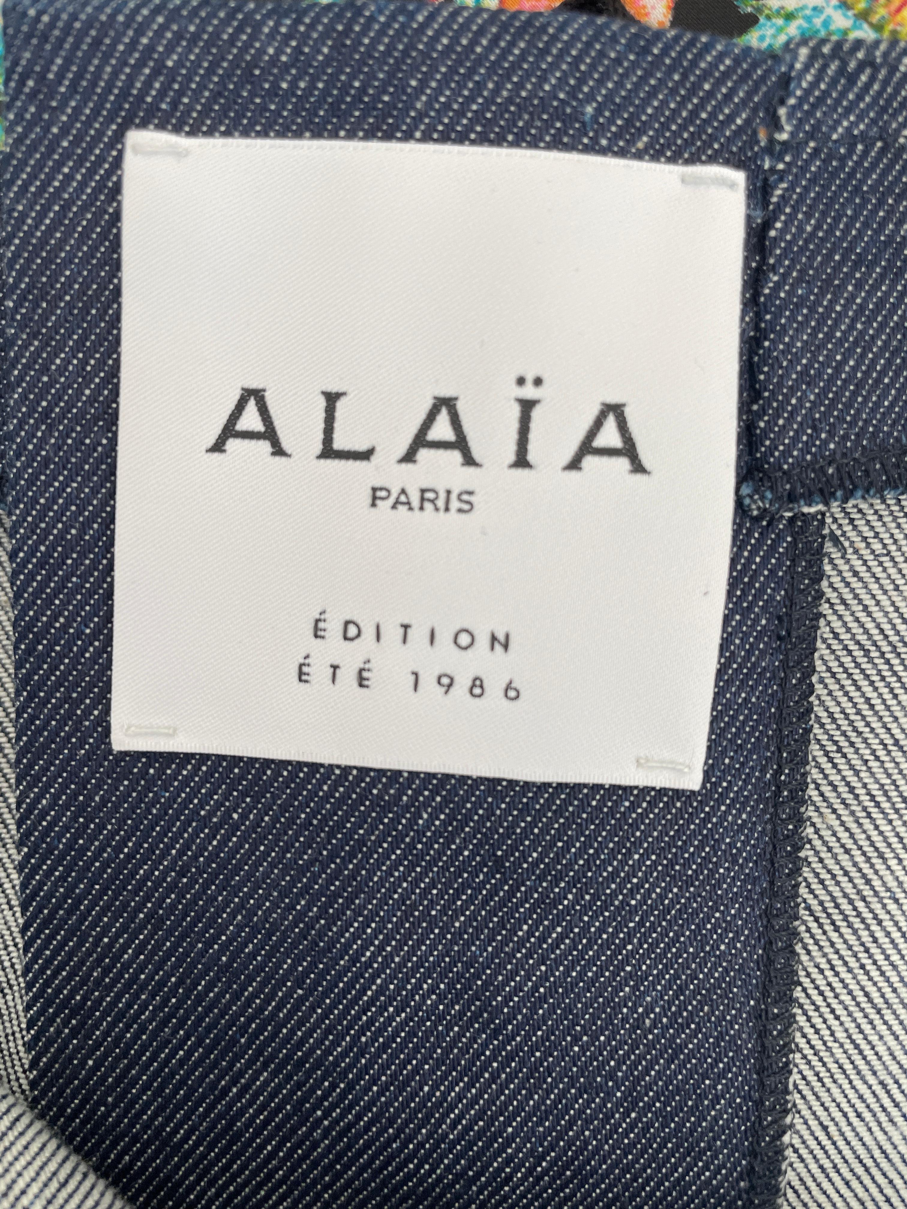 Black Azzedine Alaia Denim Cut Out Dress with Corset Lace Details 1986 Reissue  NEW