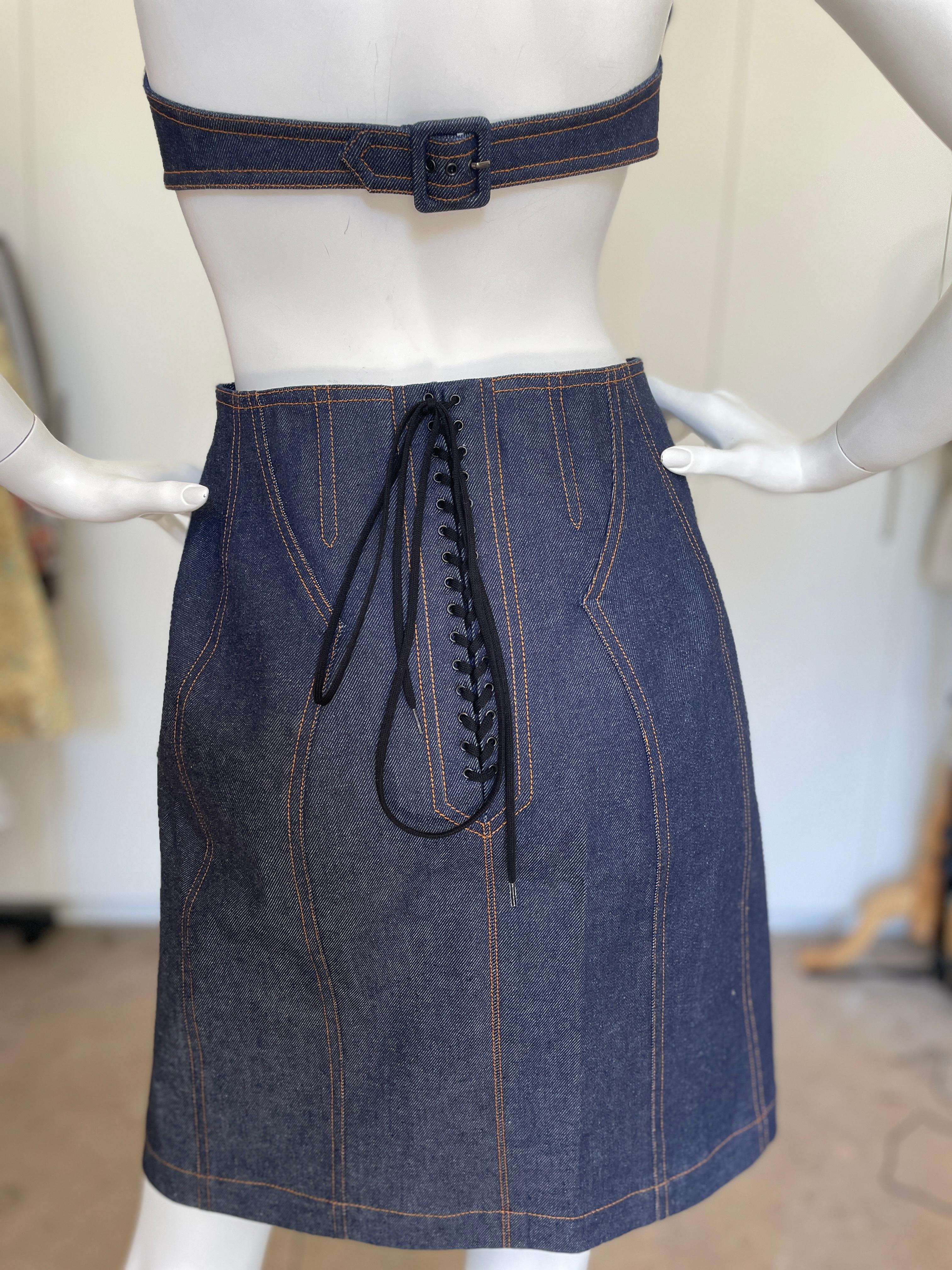 Azzedine Alaia Denim Cut Out Dress with Corset Lace Details 1986 Reissue  NEW 4