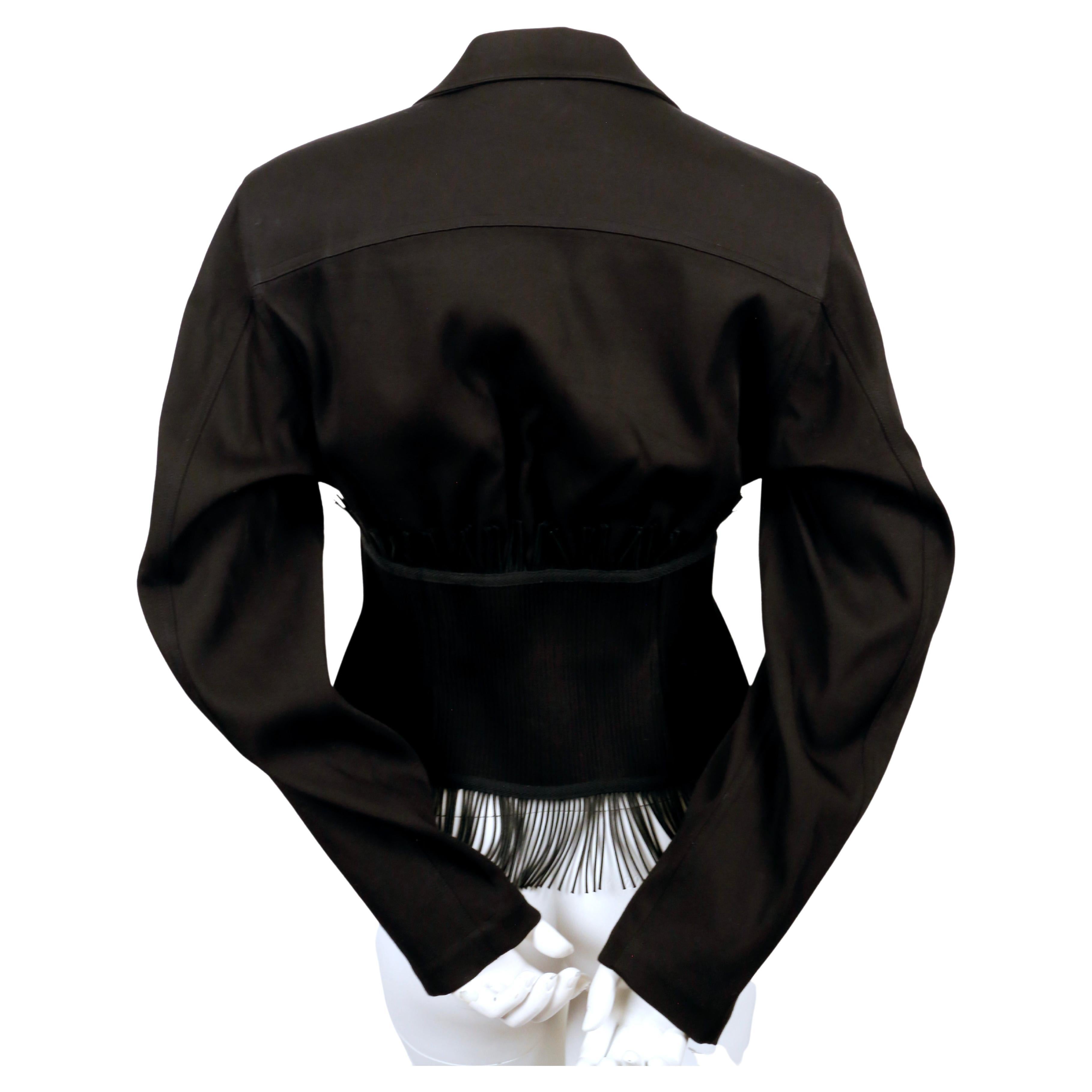 Women's AZZEDINE ALAIA EDITION 1988 black cotton gabardine corset jacket 