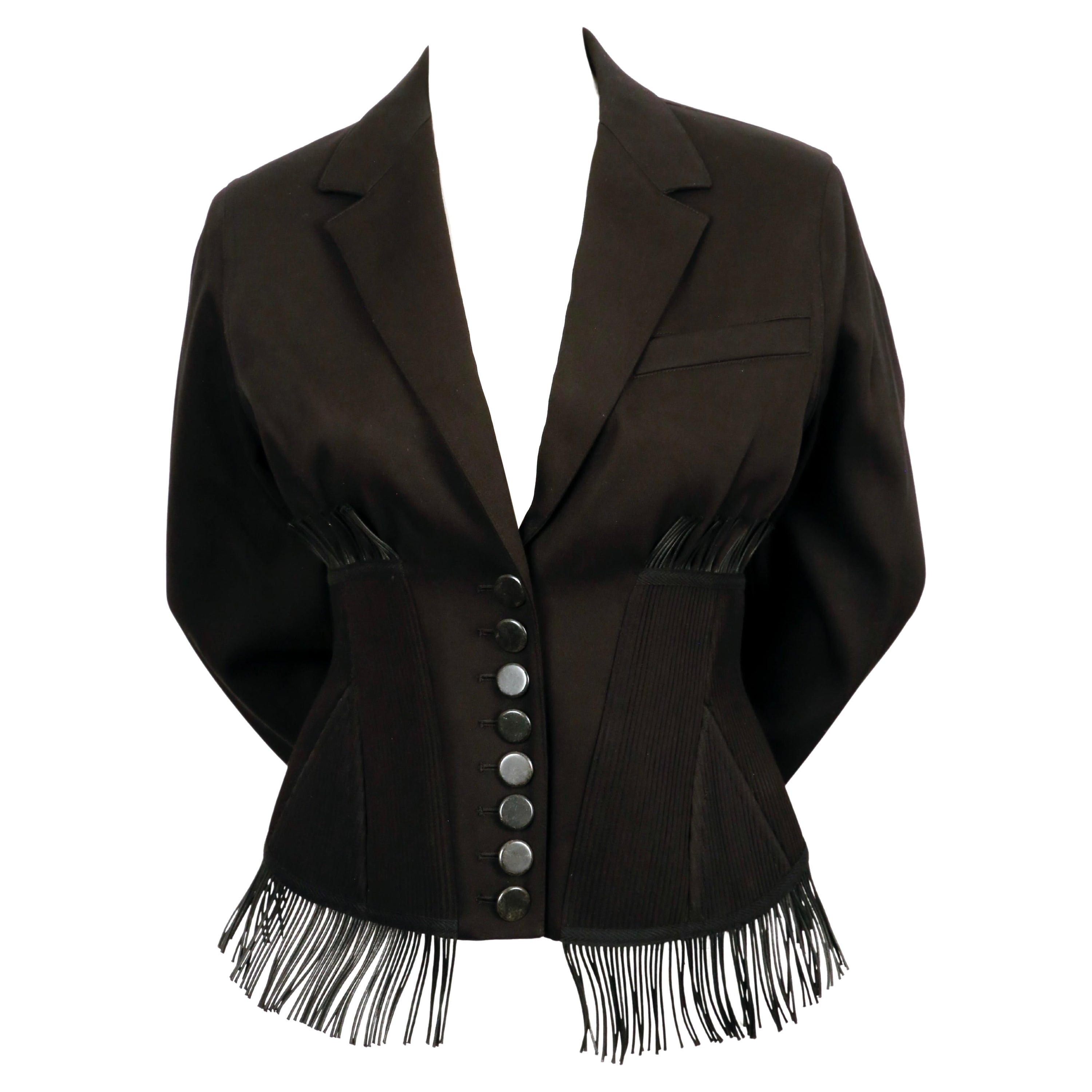 Veste corset Azzedine Alaïa en gabardine de coton noir (édition 1988)  en vente