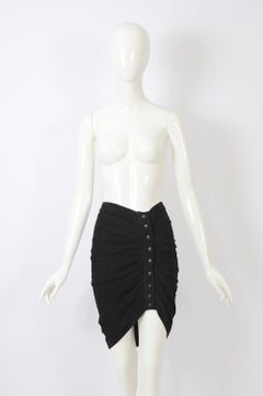 Azzedine Alaia F/W 1983 vintage draped black suede skirt