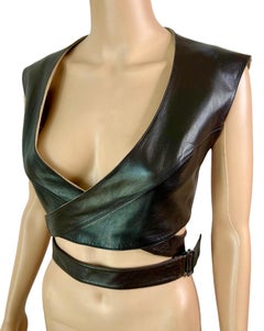 Azzedine Alaia F/W 1983 Vintage Leather Cutout Wrap Bra Crop Top