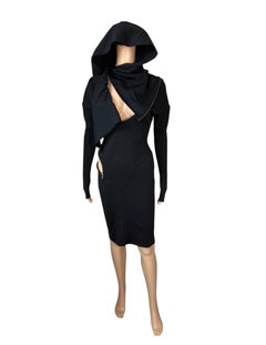 Azzedine Alaïa F/W 1986 Runway Hooded Zipper Black Dress