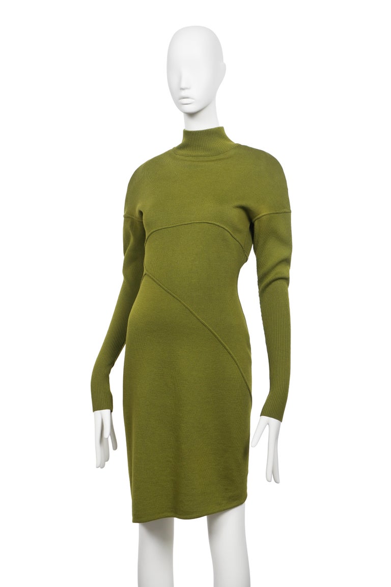 alaia green dress Pleated knitted maxi dress in green - Alaia