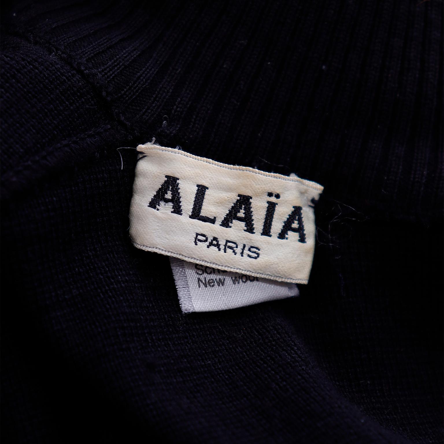 Azzedine Alaia F/W 1986 Vintage Black Knit Bodycon Zipper Dress For Sale 13